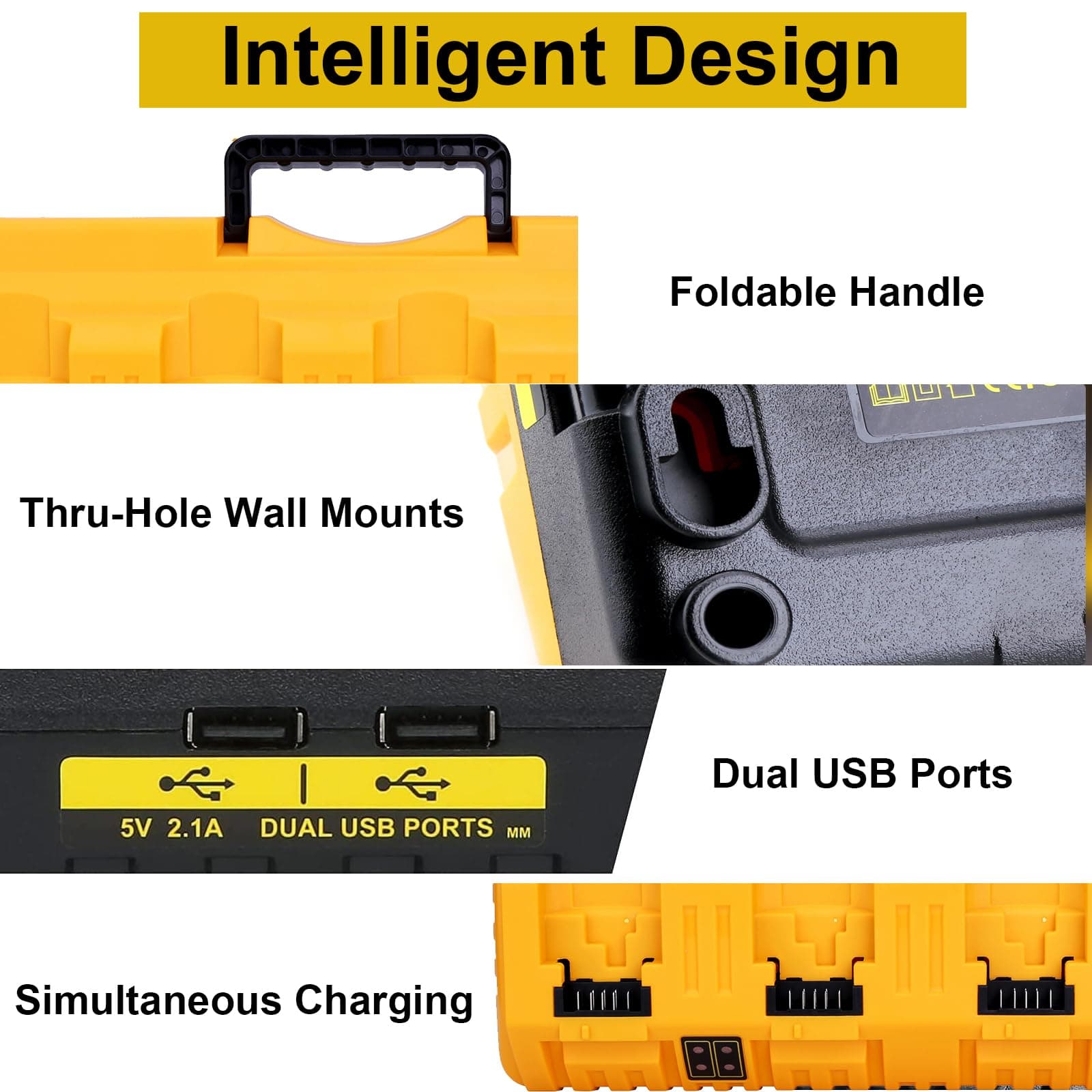 4-Ports Rapid Charger Replacement for Dewalt 12V 20V Max DCB104 Battery Charger - Thumbnail 3