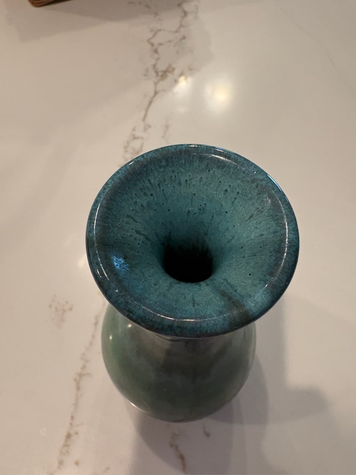 MCM Blue Green Drip Glaze Ceramic Bud Vase Studio Art Pottery - Thumbnail 2