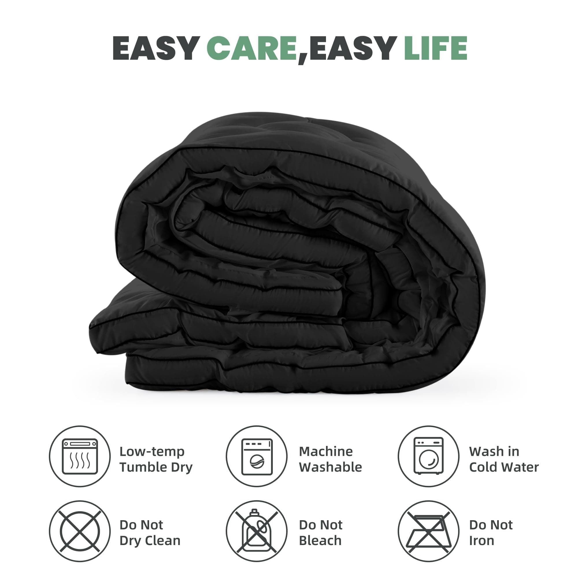 BDEUS King Mattress Pad Topper 21" Deep Pocket 1450GSM Four Leaf Clover Black - Thumbnail 6
