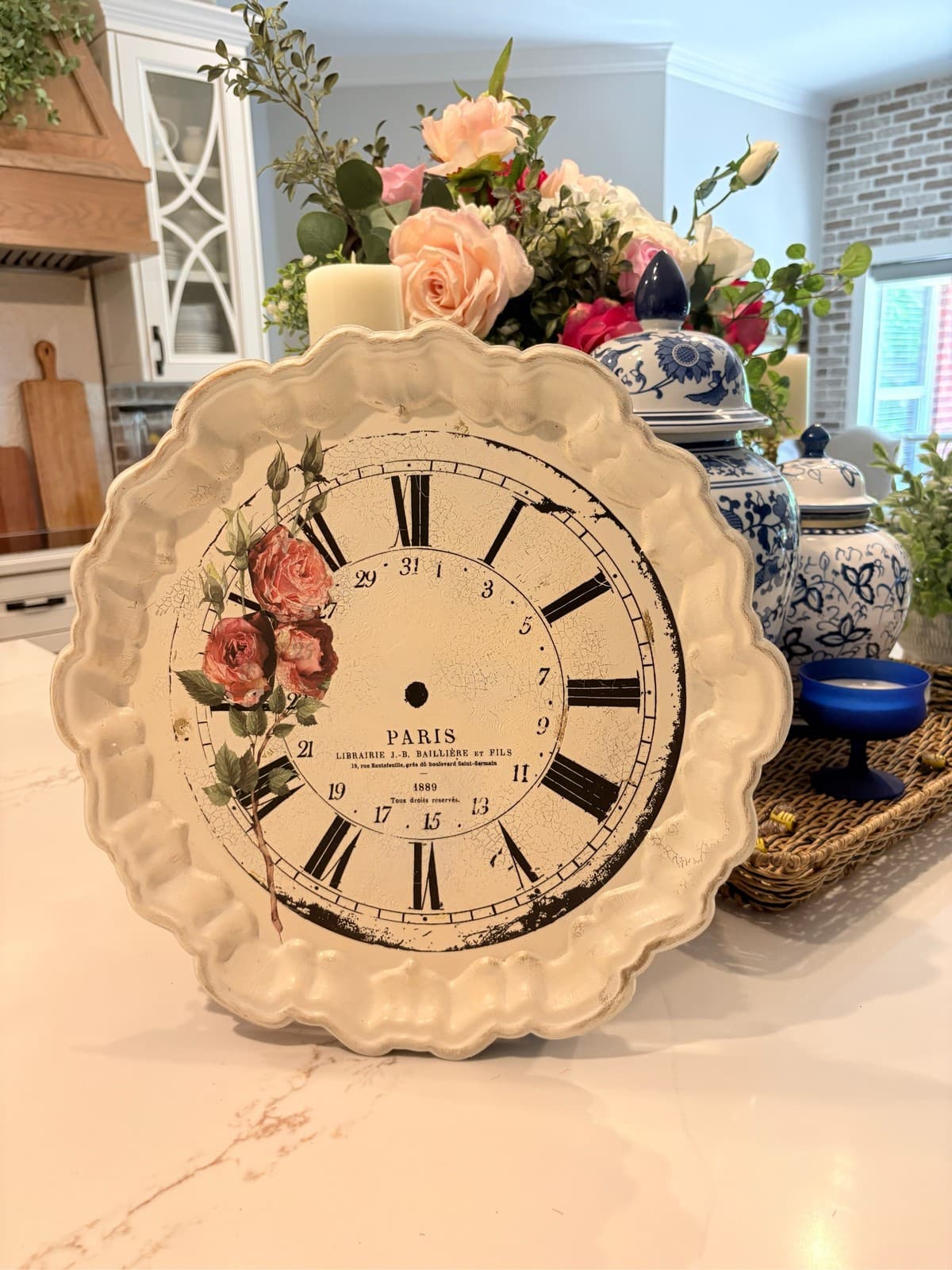 Pottery Barn Paris Librairie Clock Footed Tray Scalloped 11.5 - Thumbnail 2