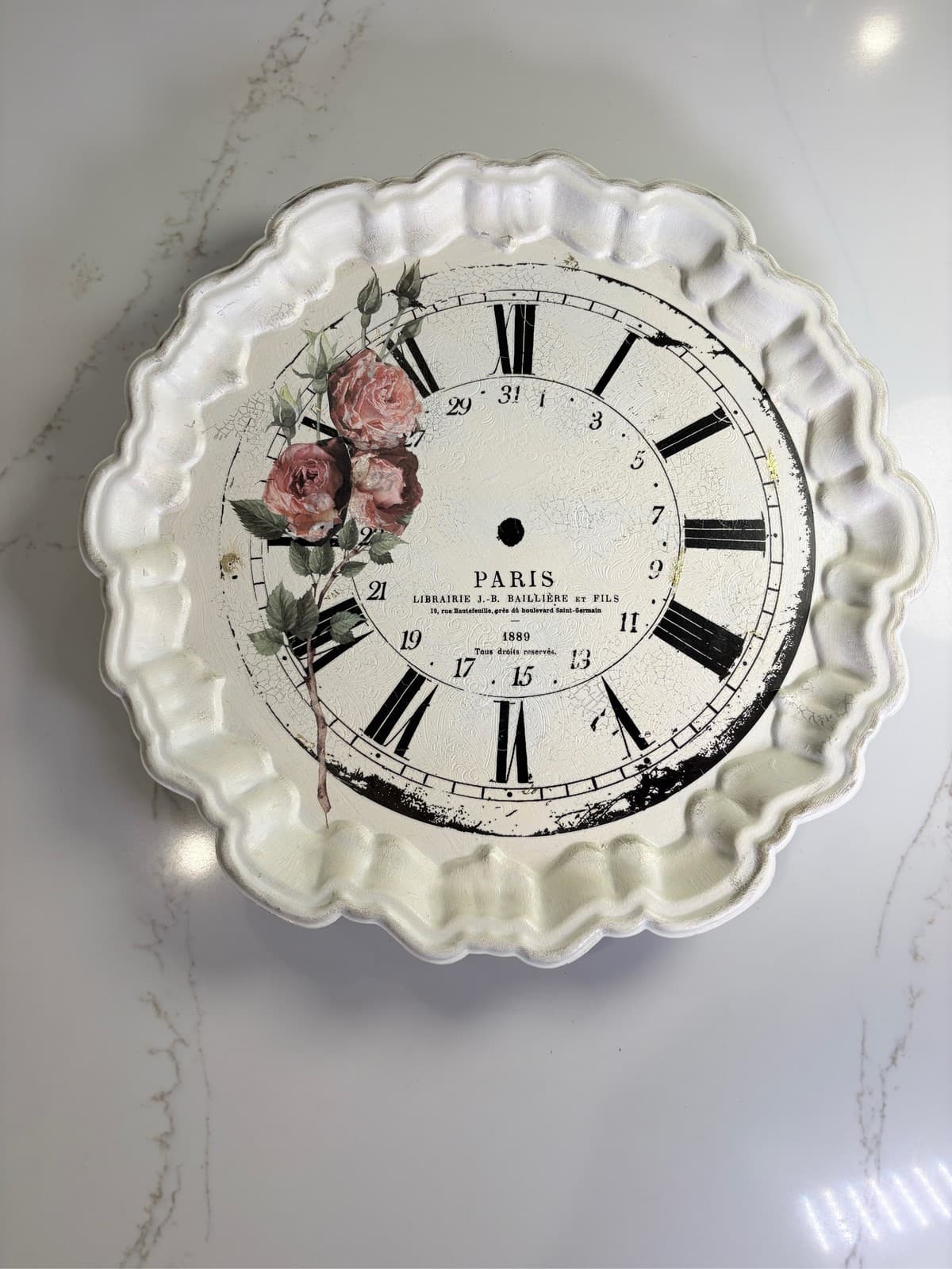 Pottery Barn Paris Librairie Clock Footed Tray Scalloped 11.5 - Thumbnail 5
