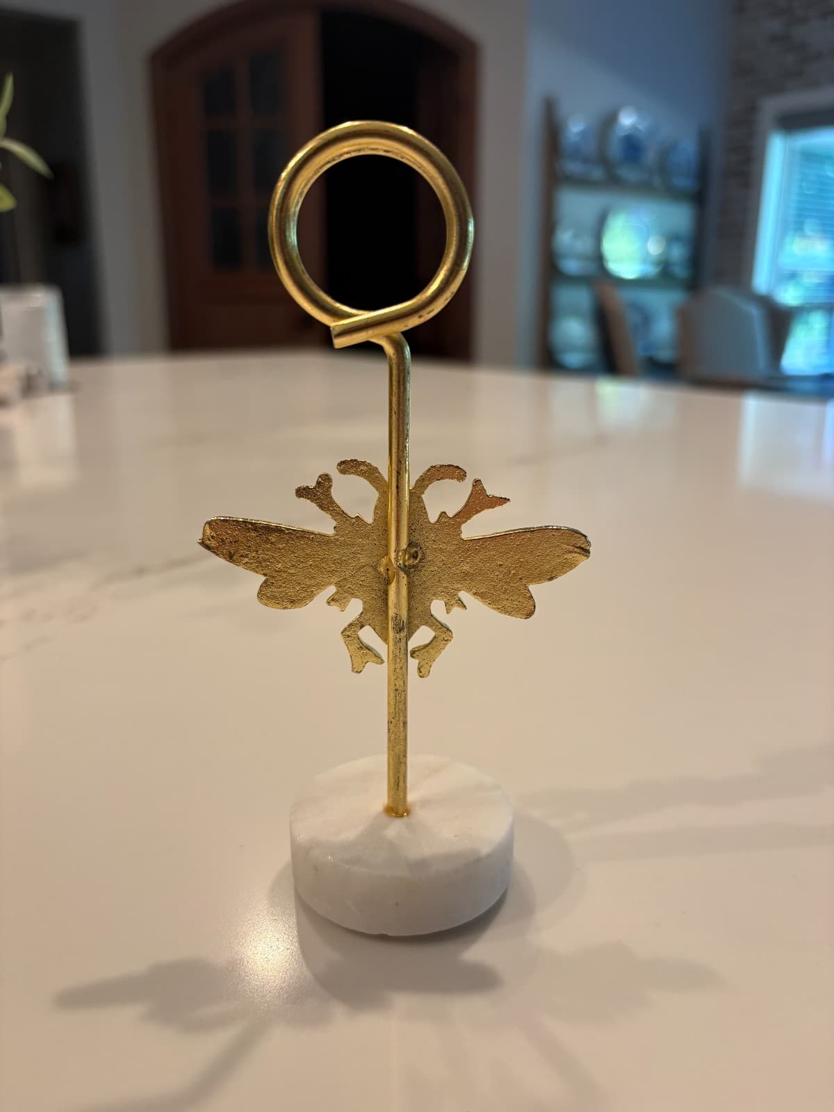 🐝 Bee Place Card Holder / Photo Holder – Brass Tone Bee with Marble Base – Sold - Thumbnail 2