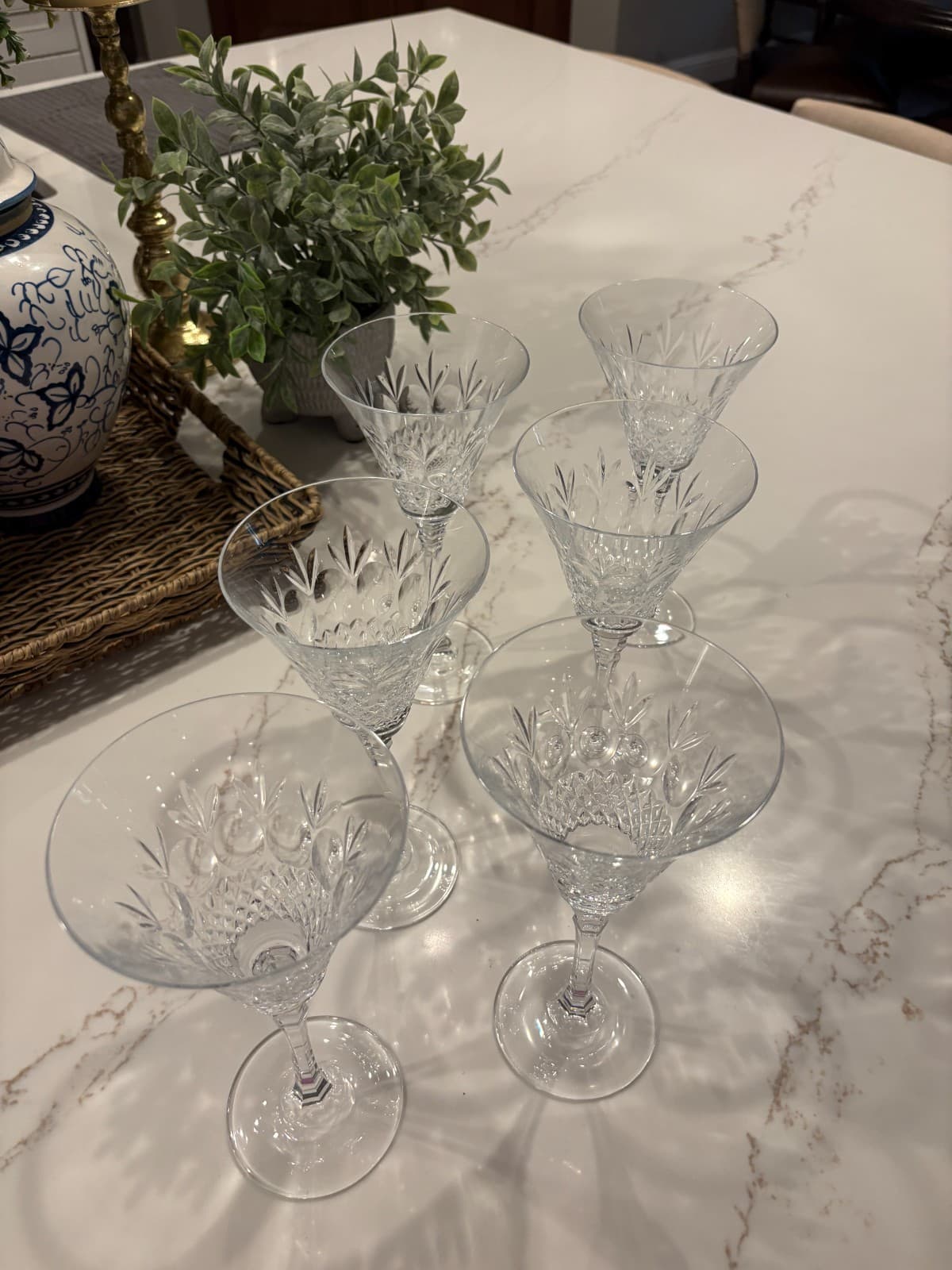 (6) Mikasa Regent Crystal Wine Glass Goblet Stemware Cut Criss-Cross Ovals - Thumbnail 5