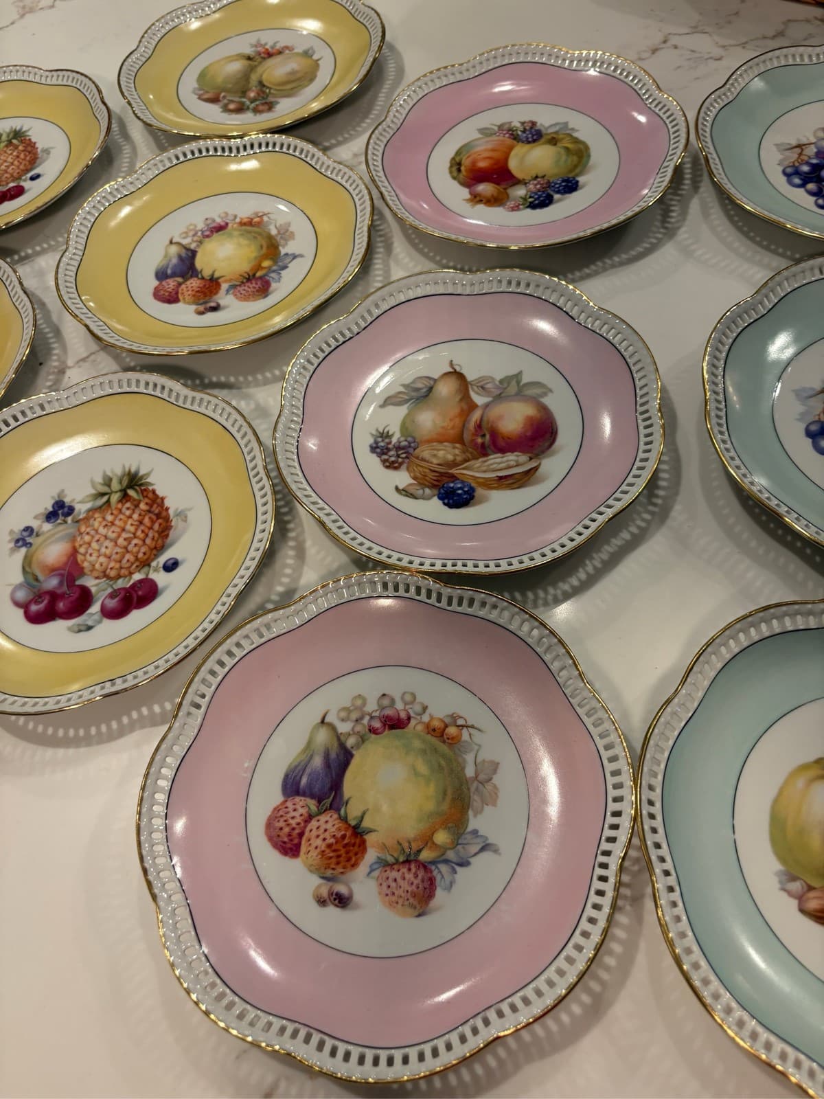 Erphila Germany Reticulated Fruit Plate Bavaria Porcelain Gold Trim IND - Thumbnail 5