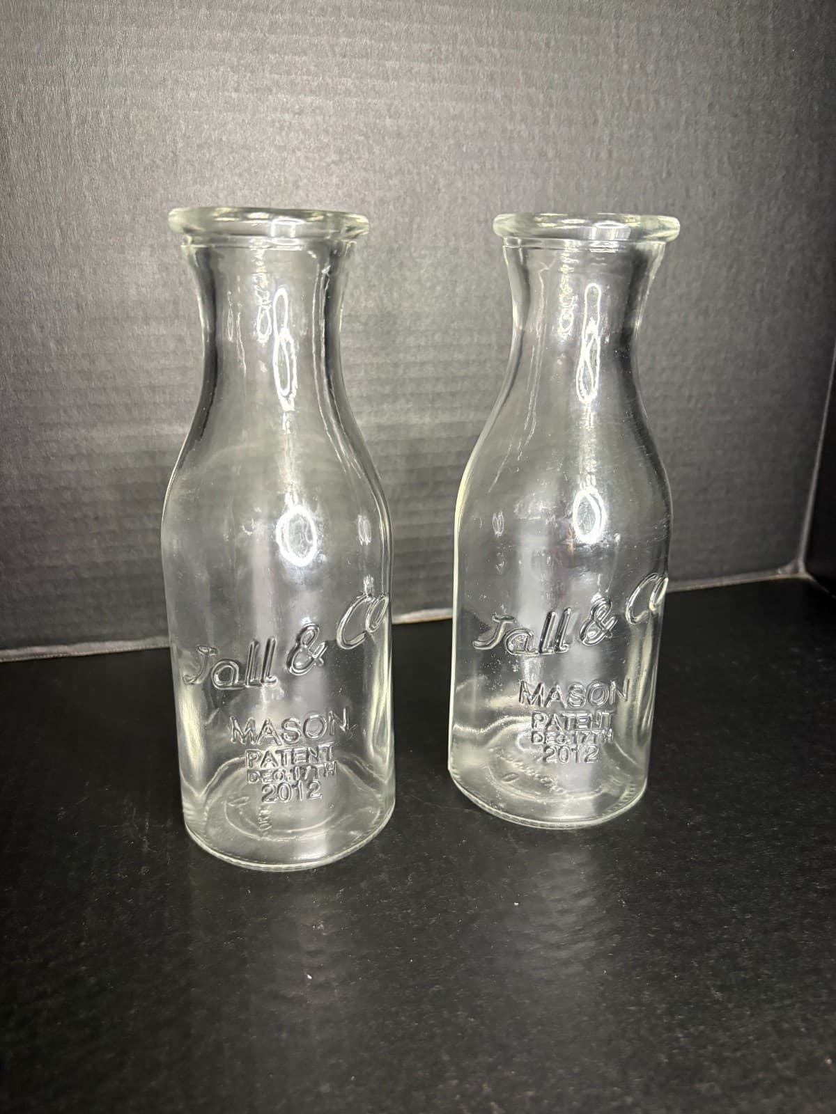 Set of 2 Ball Mason Glass Bottles Mason Patent Dec 17th 2012 Farmhouse Decor