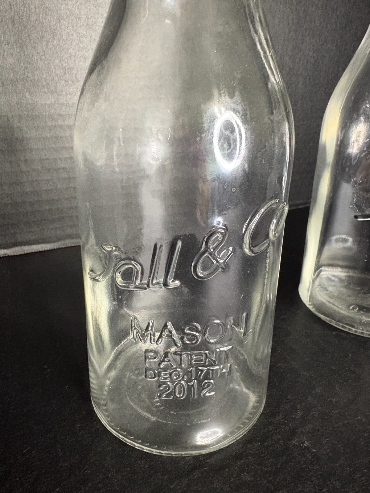Set of 2 Ball Mason Glass Bottles Mason Patent Dec 17th 2012 Farmhouse Decor - Thumbnail 2
