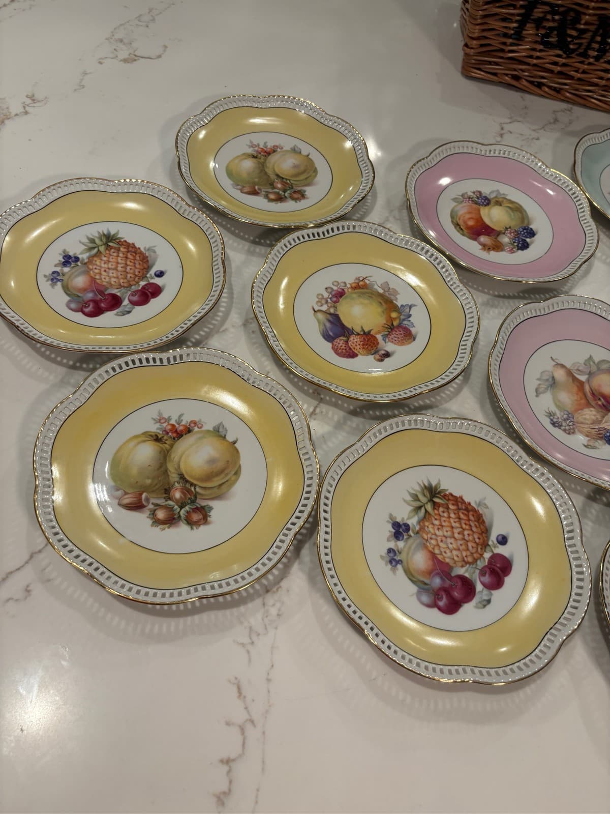 Erphila Germany Reticulated Fruit Plate Bavaria Porcelain Gold Trim IND - Thumbnail 6