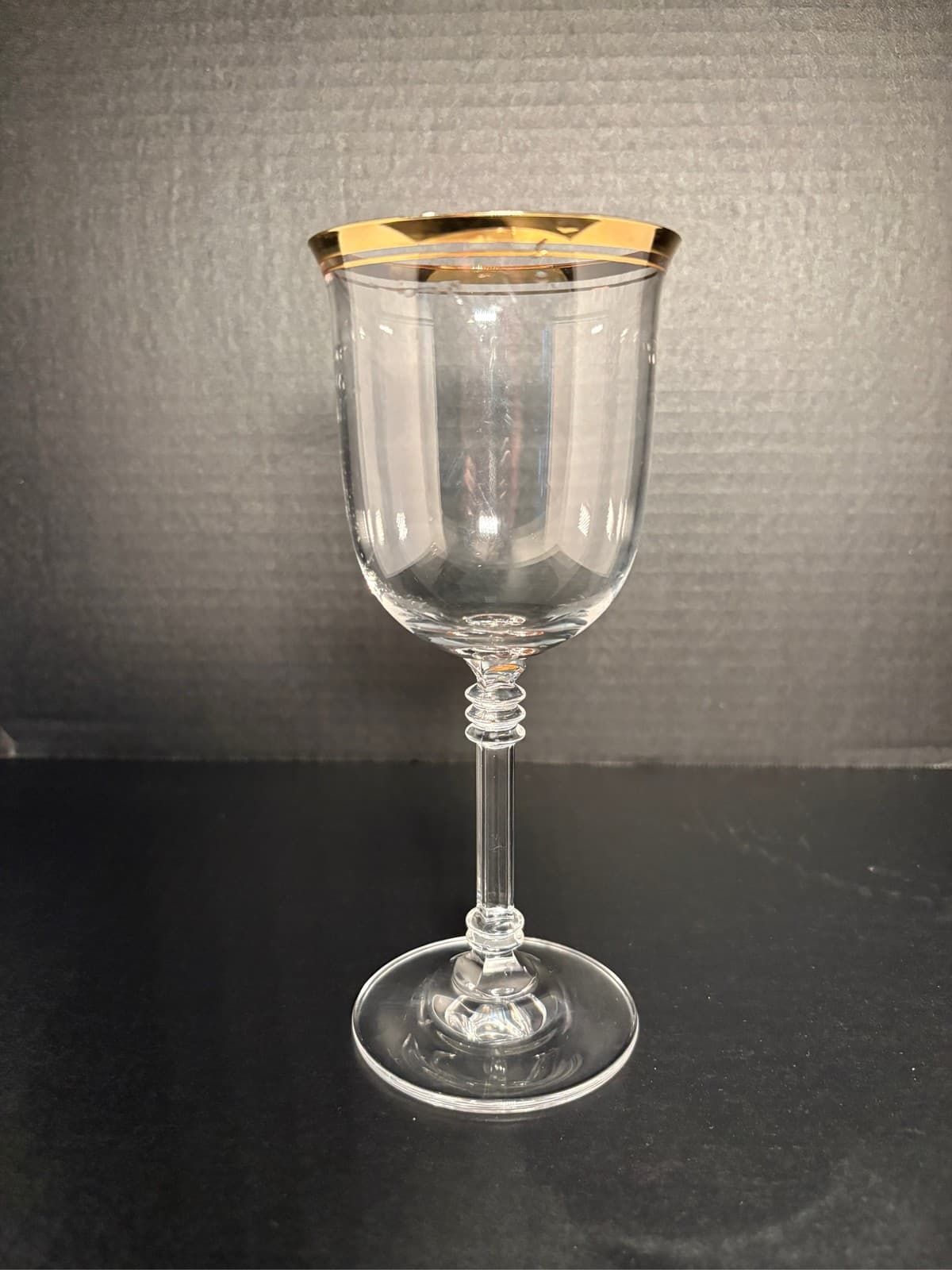 Mikasa Jamestown Gold Rim Crystal Wine Glass Goblet 9 1/8 Inch
