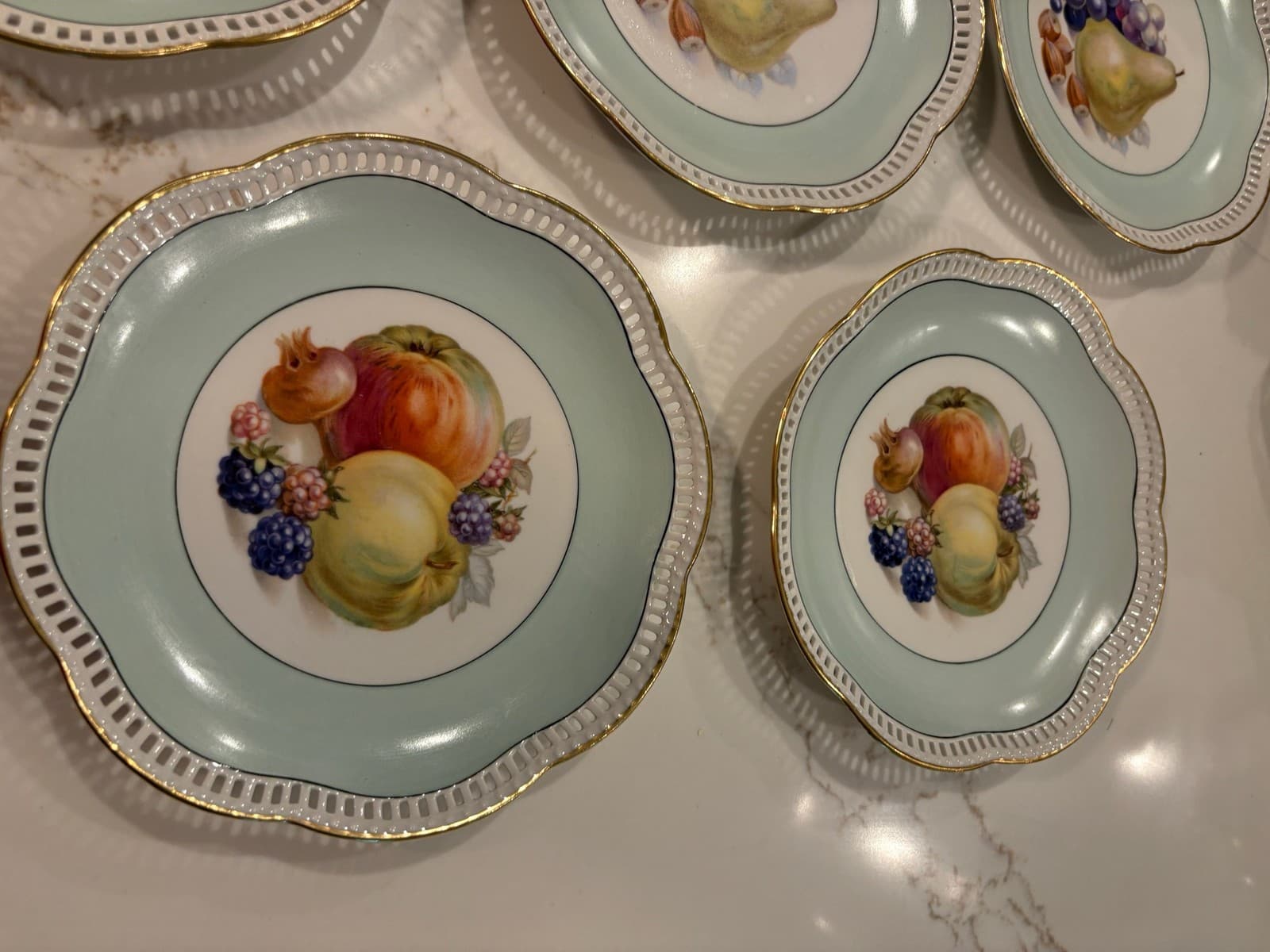 Erphila Germany Reticulated Fruit Plate Bavaria Porcelain Gold Trim IND - Thumbnail 7