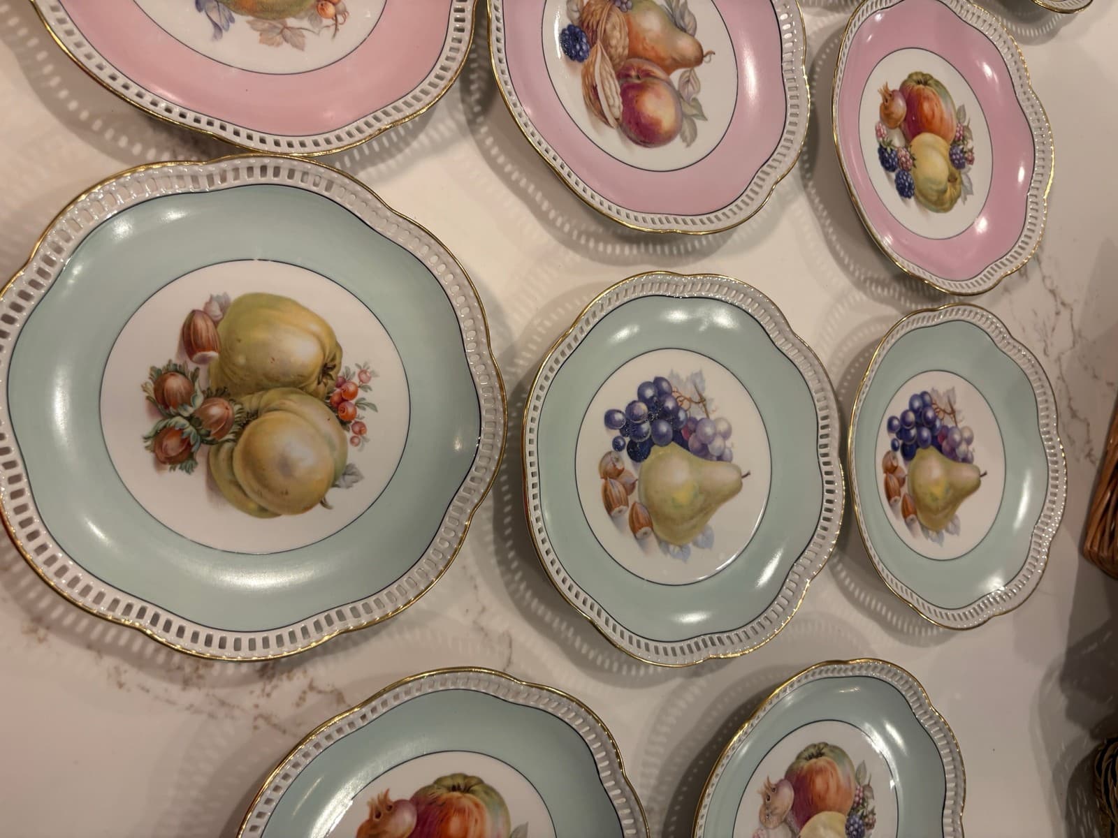 Erphila Germany Reticulated Fruit Plate Bavaria Porcelain Gold Trim IND - Thumbnail 4