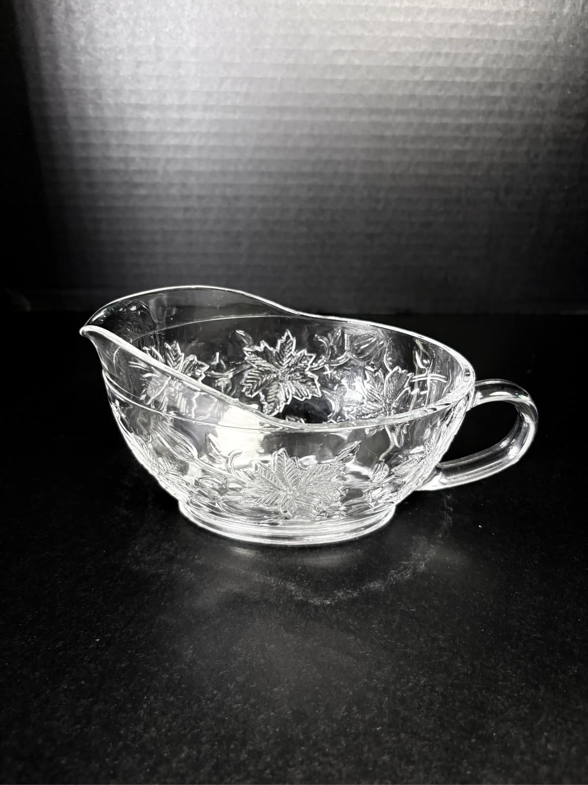 Princess House Fantasia Crystal Gravy Boat Pressed Glass Poinsettia