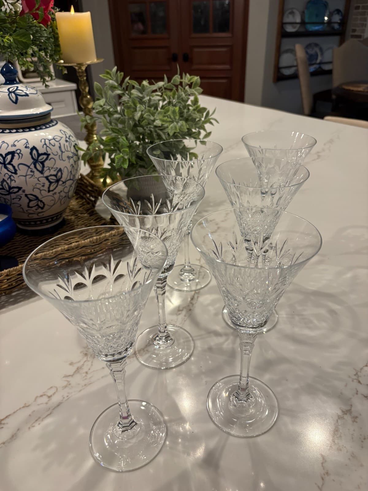(6) Mikasa Regent Crystal Wine Glass Goblet Stemware Cut Criss-Cross Ovals - Thumbnail 6