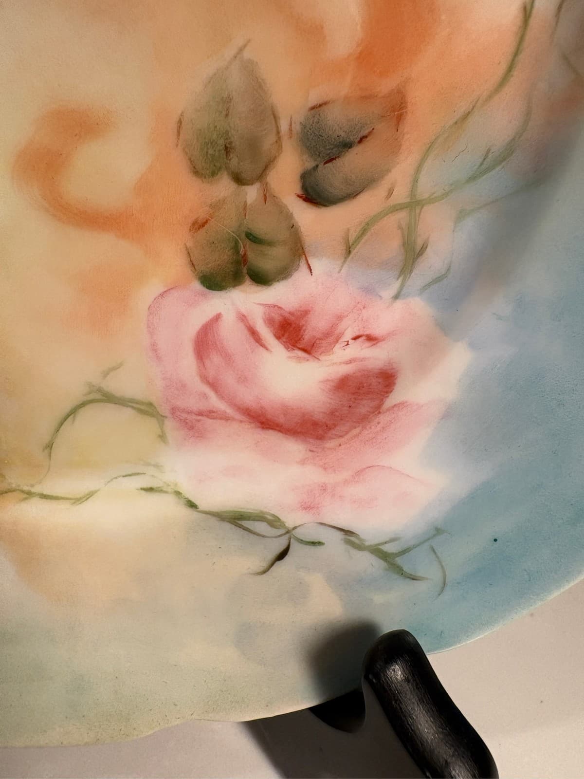 Carl Tielsch (C.T.) Germany Hand Painted Pink Roses Scalloped Cabinet Plate - Thumbnail 3