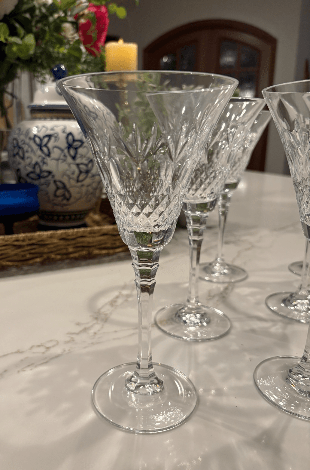 (6) Mikasa Regent Crystal Wine Glass Goblet Stemware Cut Criss-Cross Ovals