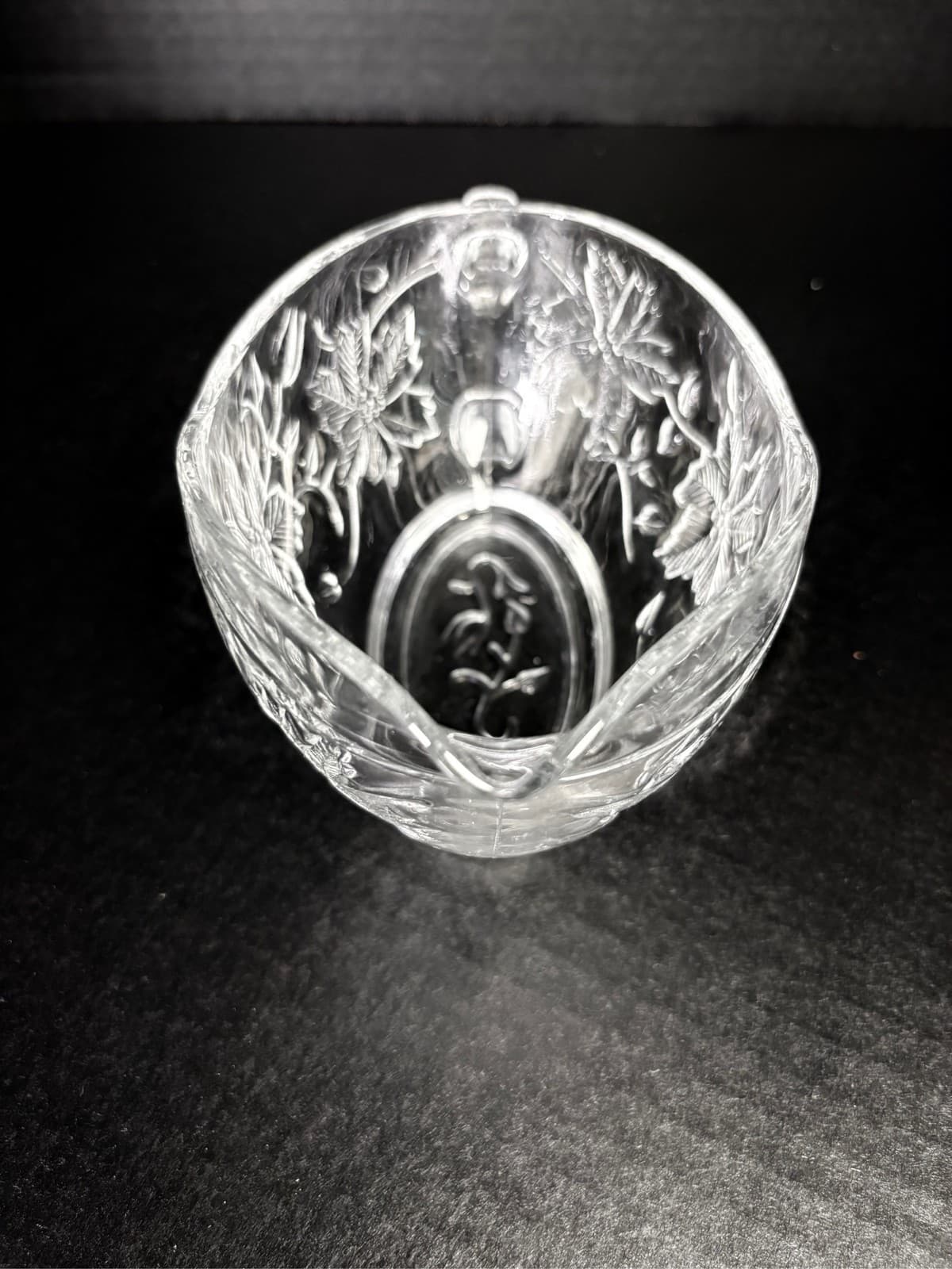 Princess House Fantasia Crystal Gravy Boat Pressed Glass Poinsettia - Thumbnail 2
