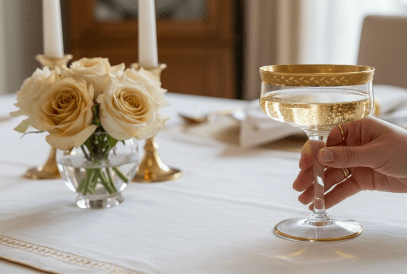 Tiffin Franciscan Minton Laurel Gold Encrusted Coupe Champagne Glass - Thumbnail 3