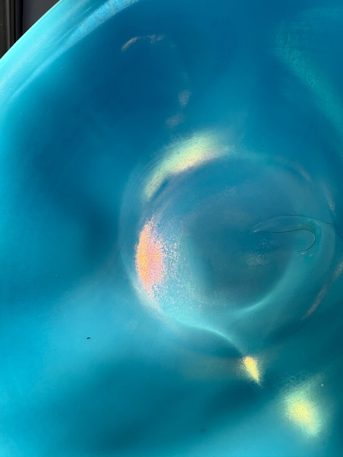 NORTHWOOD STRETCH GLASS BLUE ROLLED RIM BOWL VINTAGE 11.25” - Thumbnail 2