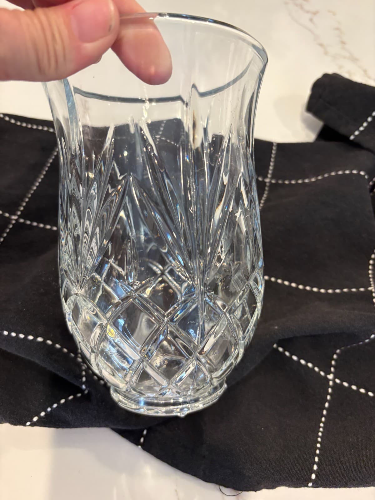 St George 24% Lead Crystal SGRB Replacement Hurricane Shade /Fan Diamond Cut - Thumbnail 2