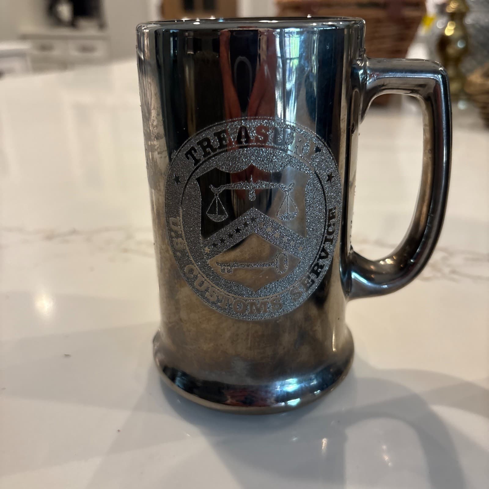 2 U.S. Customs Service & Department of Homeland Security Etched Glass Beer Mugs - Thumbnail 6