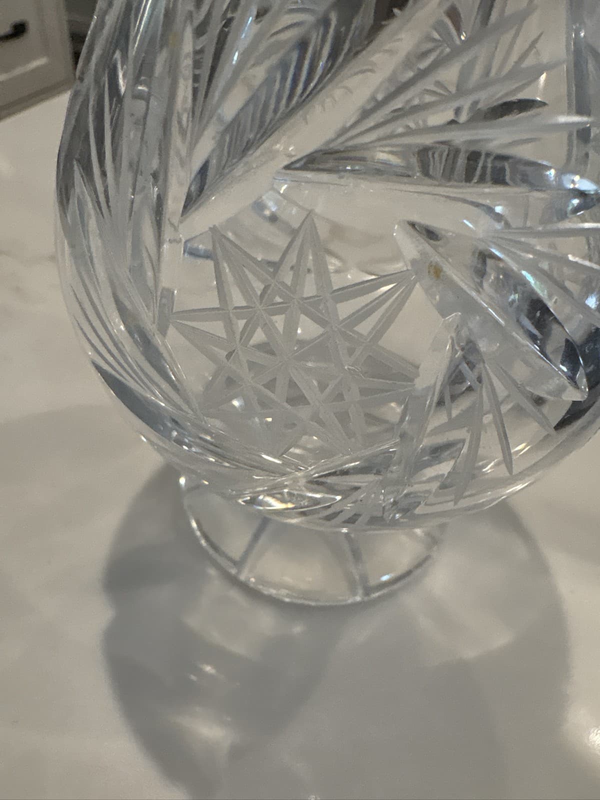 American Brilliant Cut Glass Crystal Ewer Pitcher Pinwheel Star - Thumbnail 2