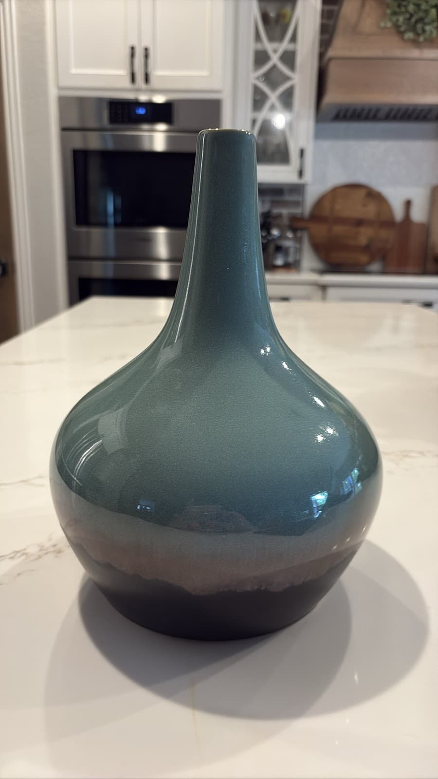 MCM Studio Art Pottery Blue Drip Glaze Bud Vase Teardrop Ceramic