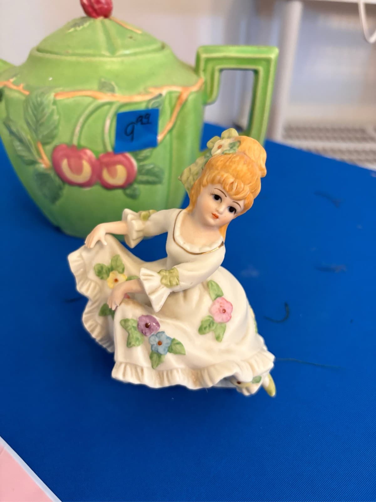 Lefton Porcelain Dancing Girl Figurine Hand Painted Floral Dress Japan