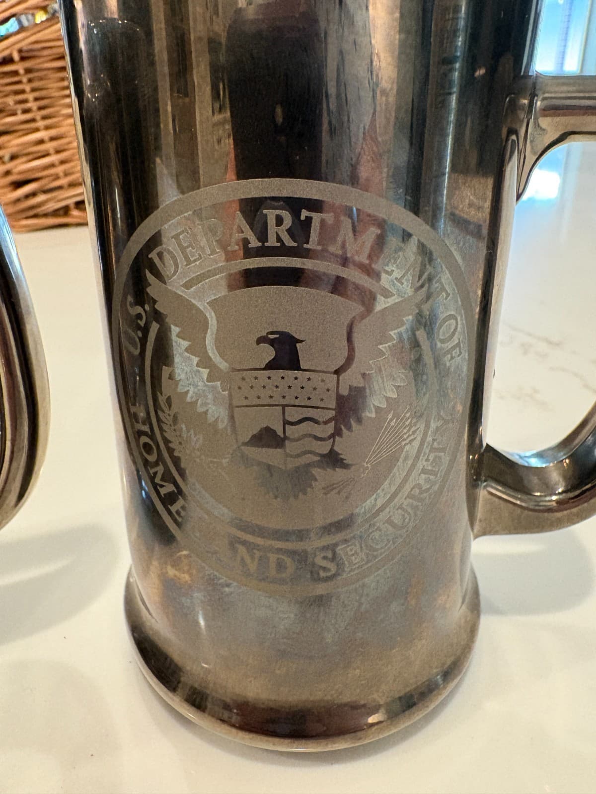 2 U.S. Customs Service & Department of Homeland Security Etched Glass Beer Mugs - Thumbnail 3