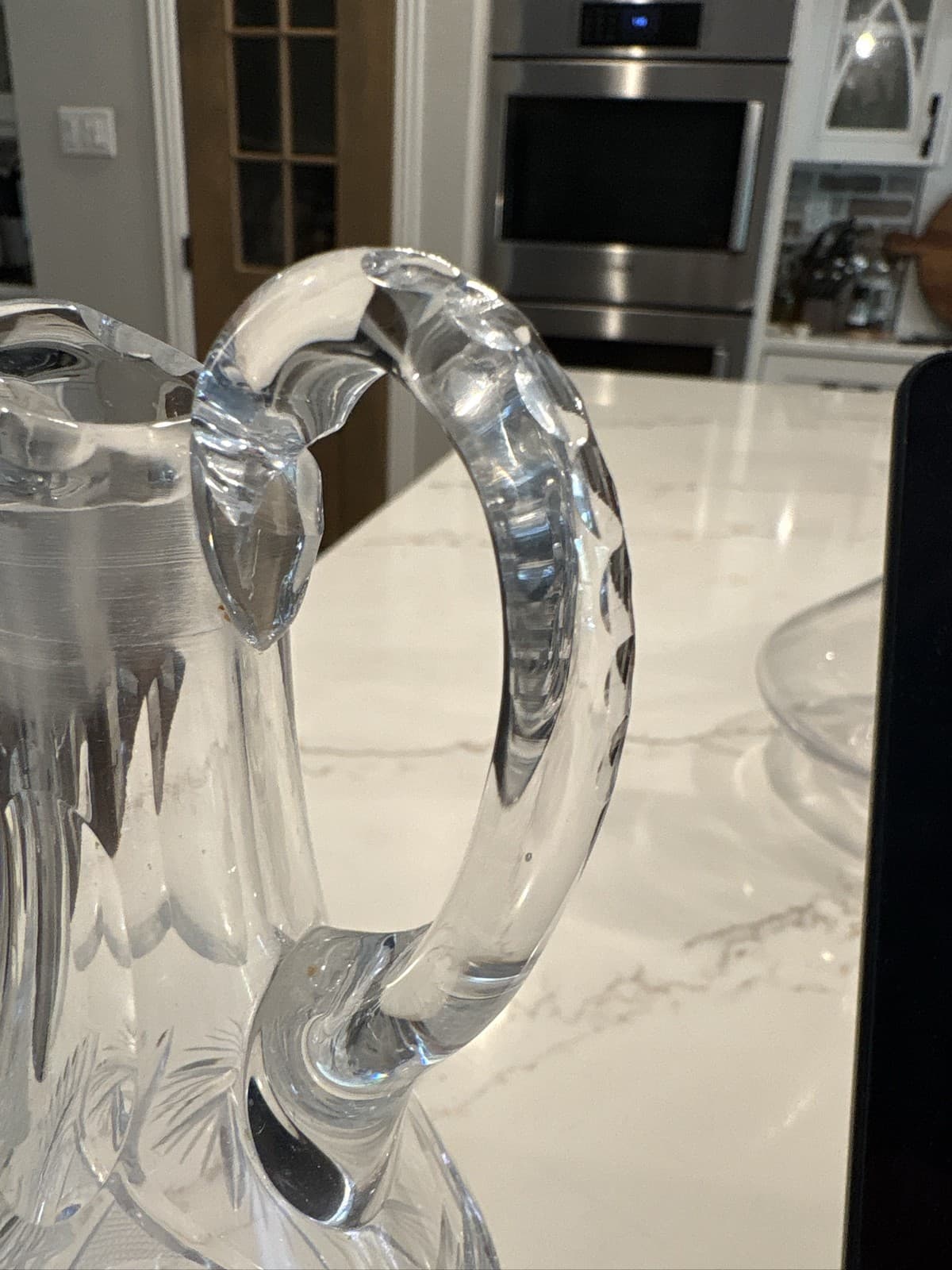 American Brilliant Cut Glass Crystal Ewer Pitcher Pinwheel Star - Thumbnail 3