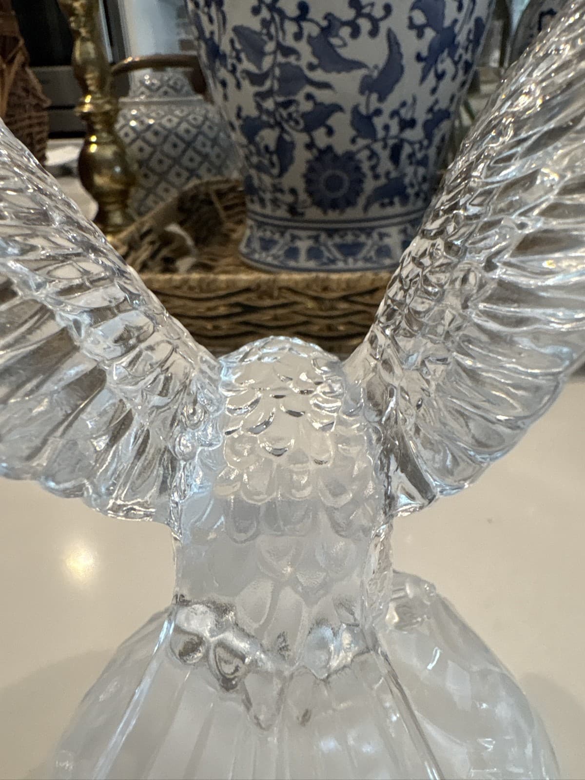 Cristal D'Arques Lead Crystal Bald Eagle Figurine with Fish France 8" high - Thumbnail 4