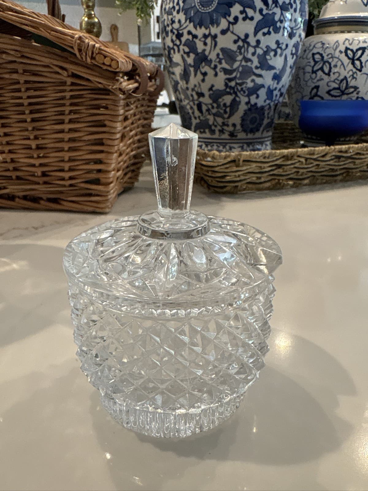 Anchor Hocking Wexford Sugar Bowl Clear Glass Lidded Jam Candy Dish - Thumbnail 2