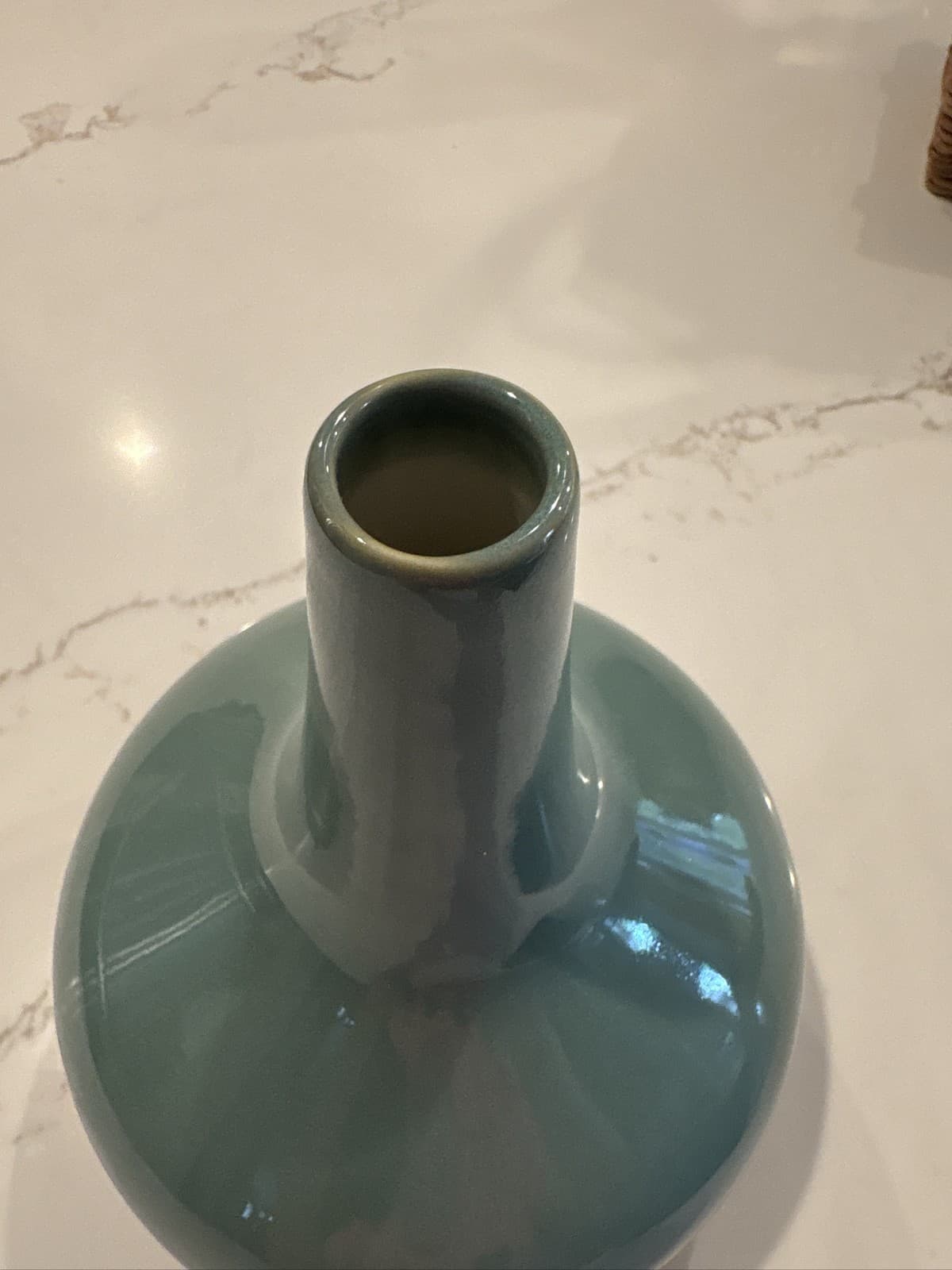 MCM Studio Art Pottery Blue Drip Glaze Bud Vase Teardrop Ceramic - Thumbnail 3