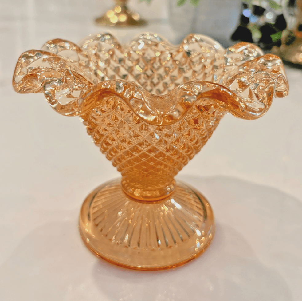 Westmoreland Amber Hobnail Glass Candy Dish Footed Bowl Vintage Collectible - Thumbnail 2
