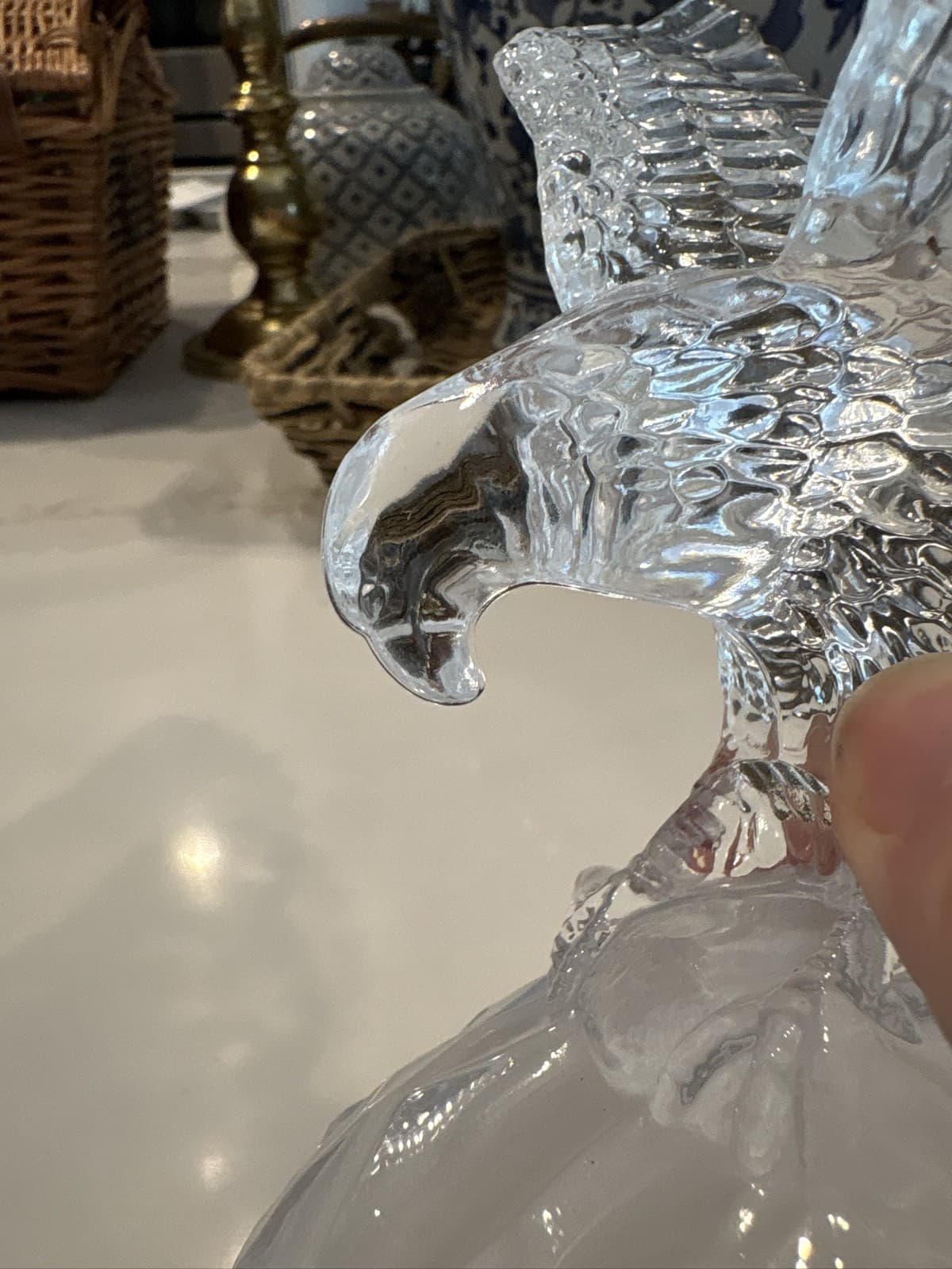 Cristal D'Arques Lead Crystal Bald Eagle Figurine with Fish France 8" high - Thumbnail 2