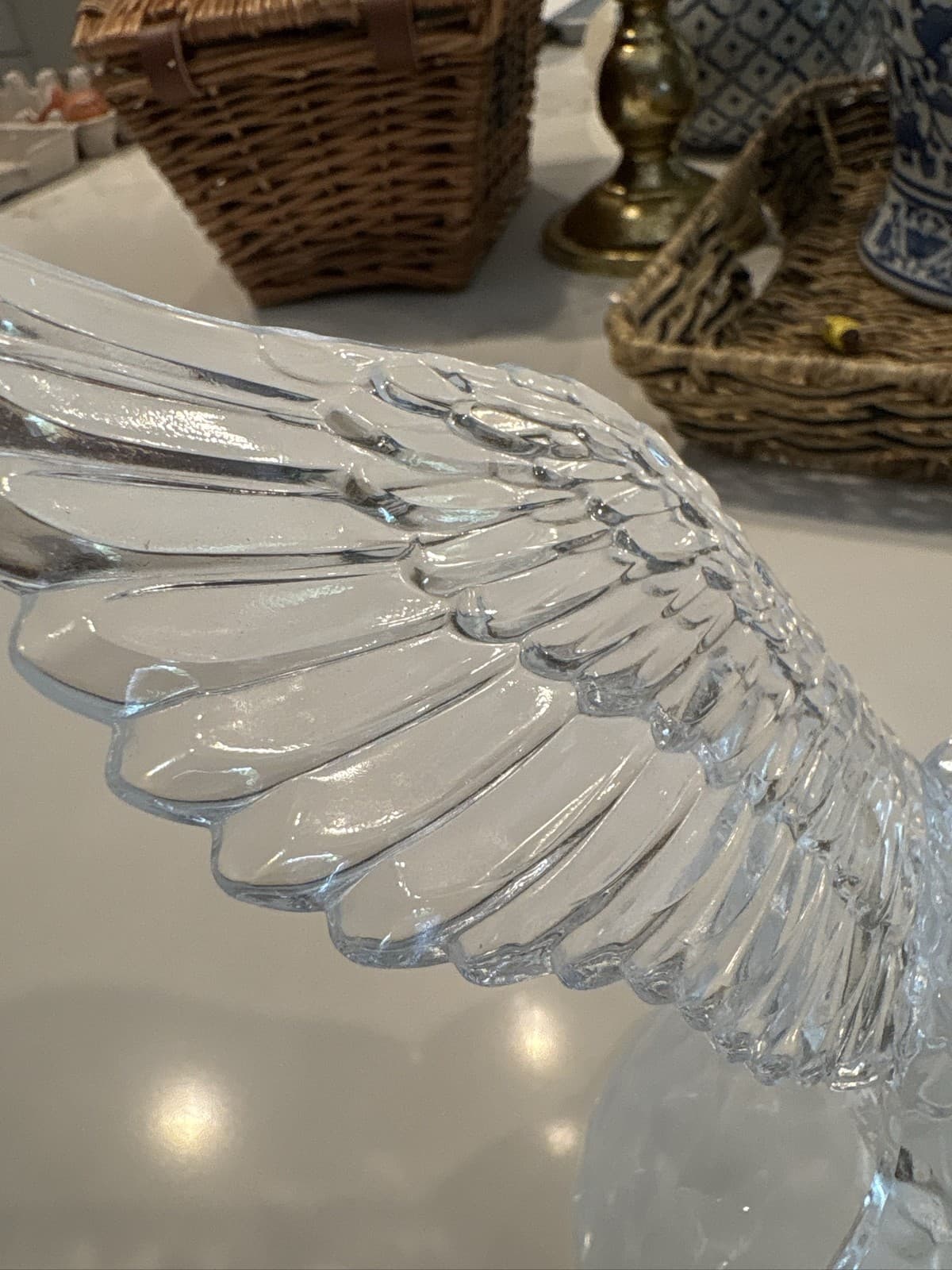 Cristal D'Arques Lead Crystal Bald Eagle Figurine with Fish France 8" high - Thumbnail 5