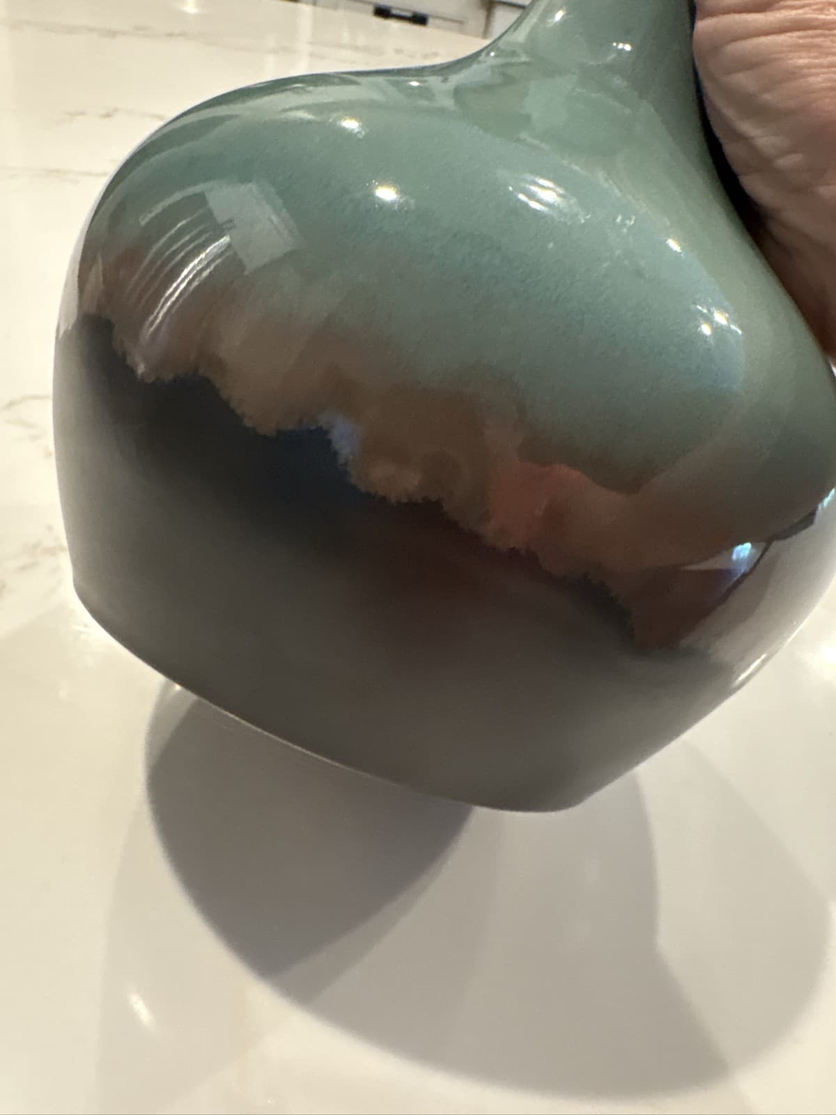 MCM Studio Art Pottery Blue Drip Glaze Bud Vase Teardrop Ceramic - Thumbnail 4