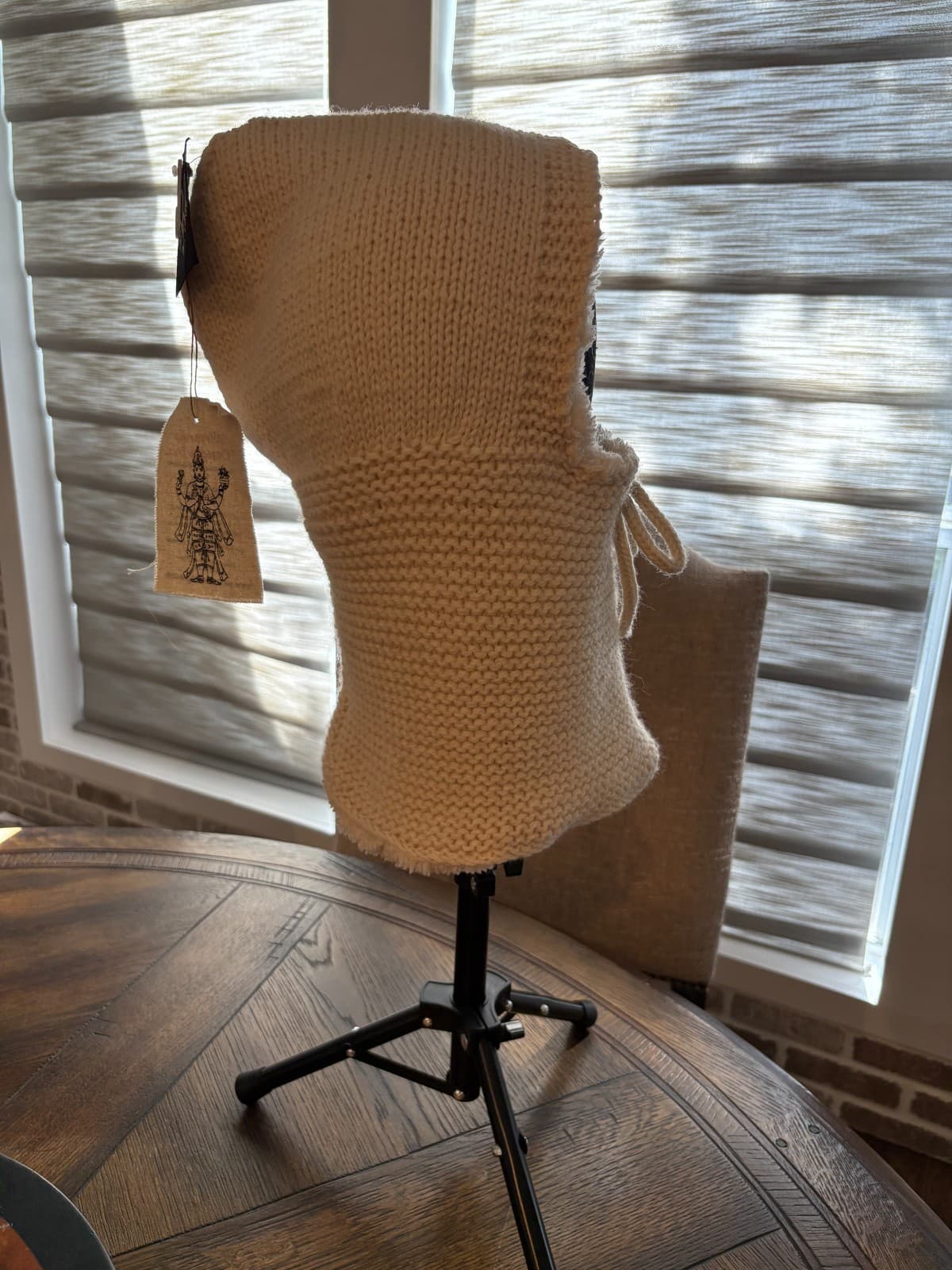 Nirvanna Designs Hand Knit 100% Wool Hood Balaclava Sherpa Lined Nepal Ivory - Thumbnail 10