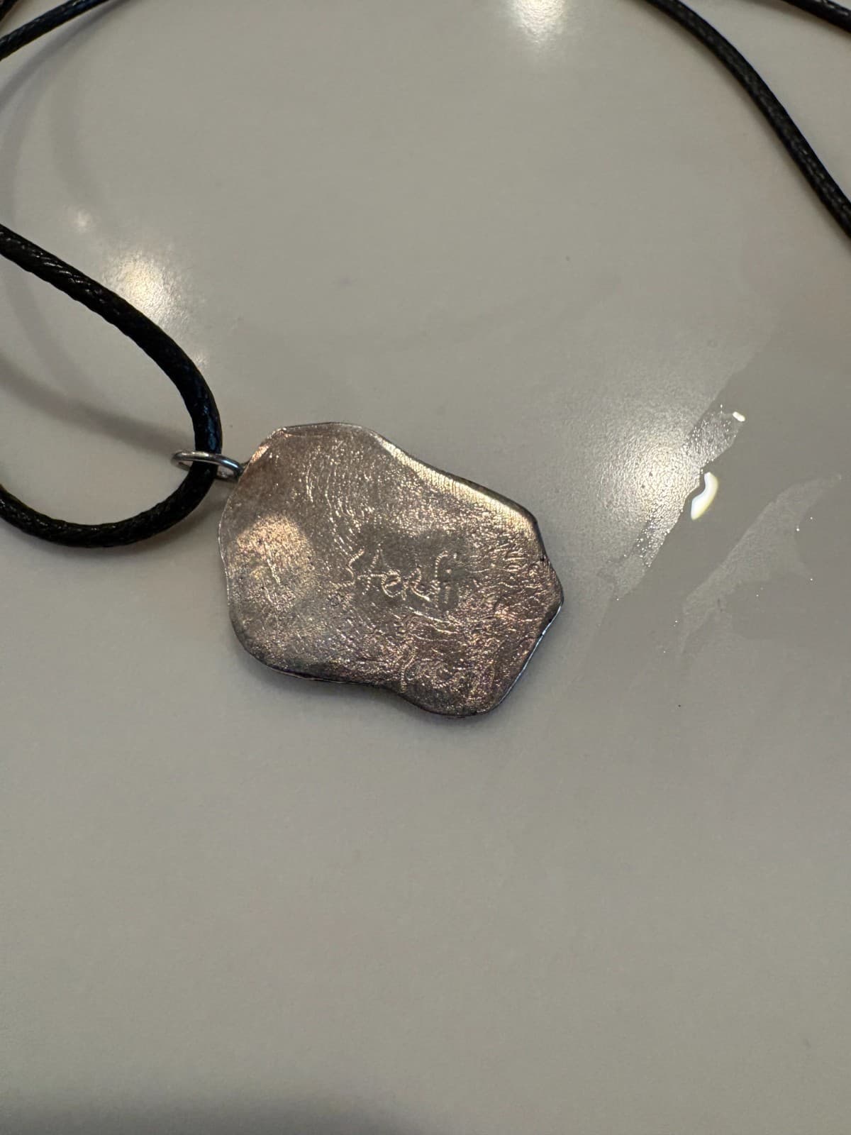 Sterling Silver PETROGLYPH Rock Art Pendant Signed Artisan Piece - Thumbnail 3