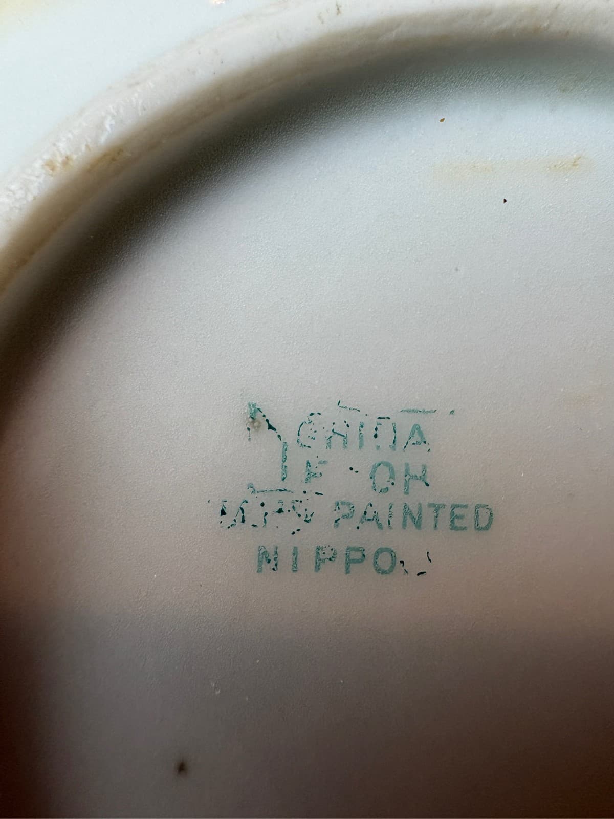 Nippon Porcelain Hair Receiver Hand Painted Roses Floral Cobalt Trim - Thumbnail 3