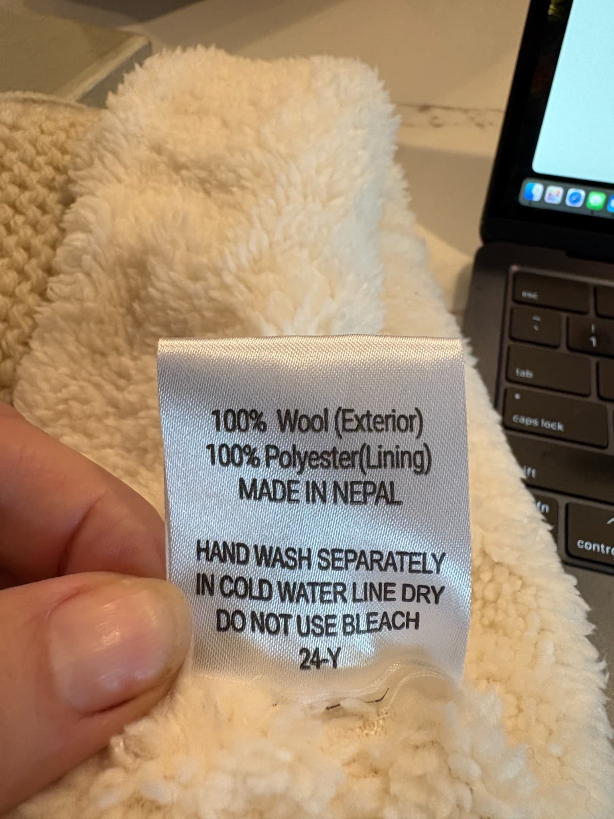 Nirvanna Designs Hand Knit 100% Wool Hood Balaclava Sherpa Lined Nepal Ivory - Thumbnail 5