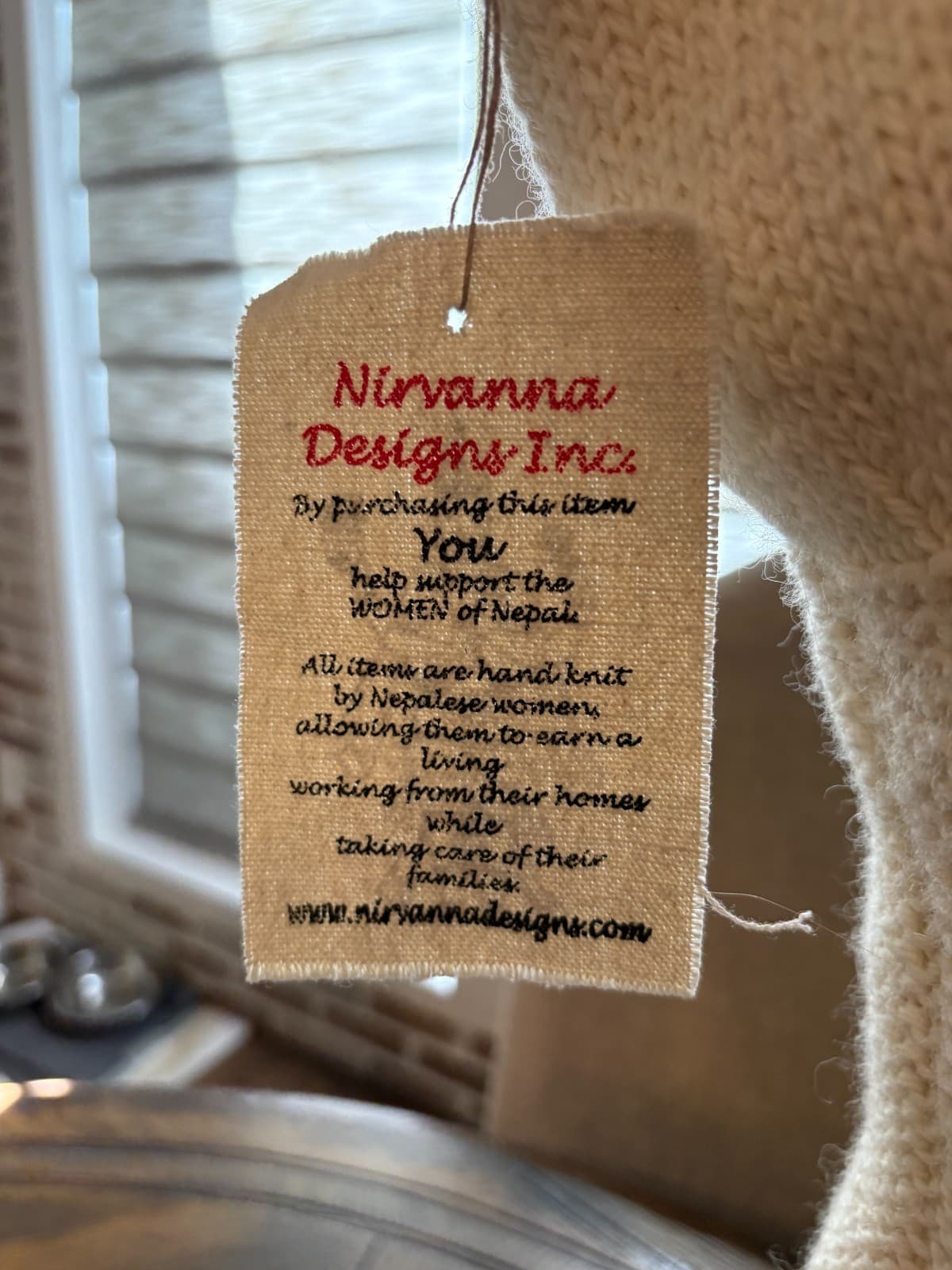 Nirvanna Designs Hand Knit 100% Wool Hood Balaclava Sherpa Lined Nepal Ivory - Thumbnail 8
