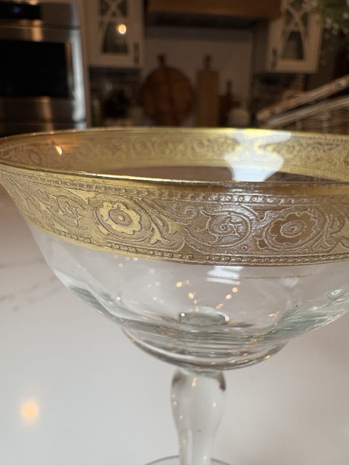 Pair Tiffin Franciscan Gold Encrusted Champagne Coupe Glasses - Thumbnail 2