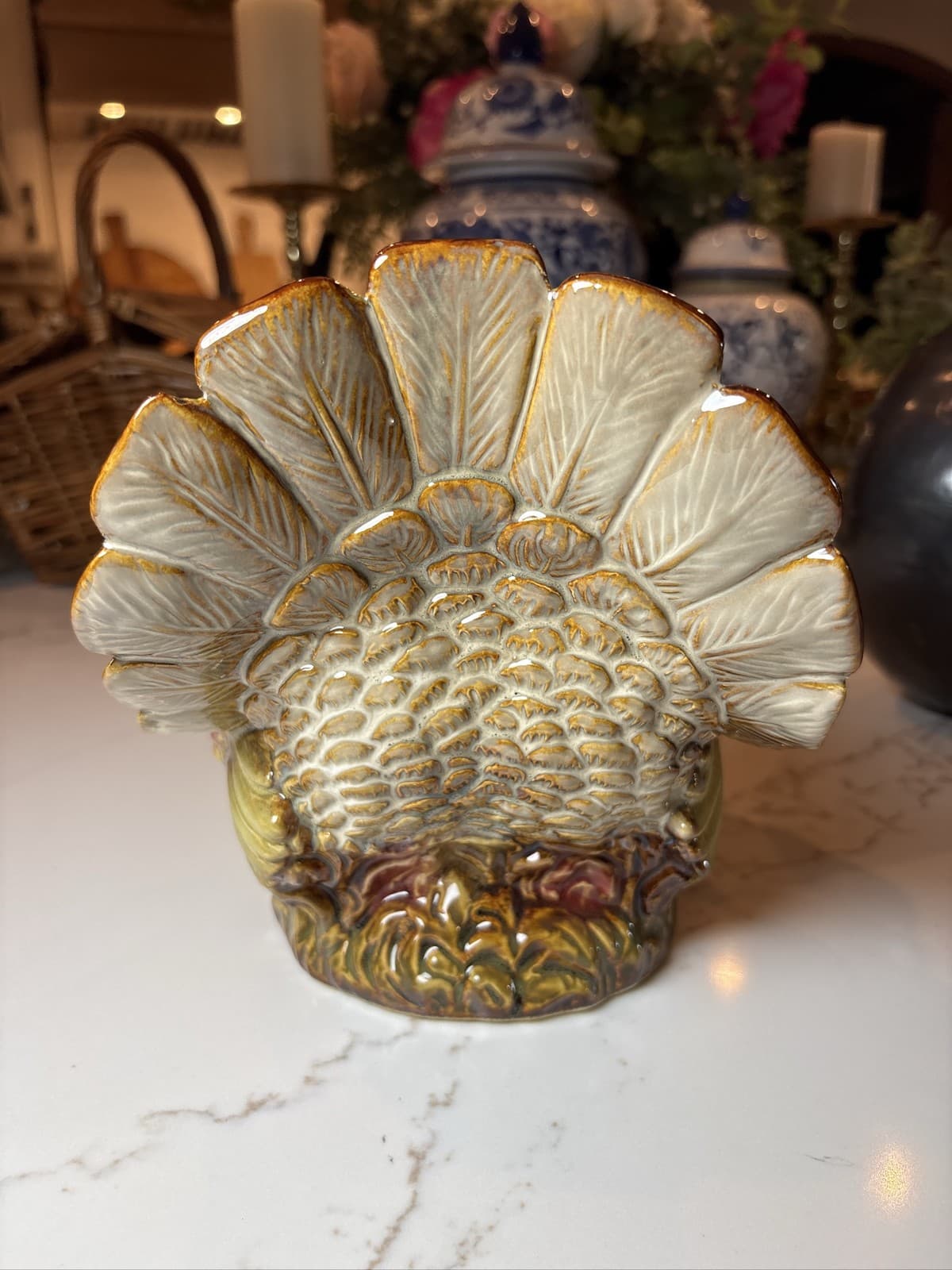 Ceramic Turkey Soup Tureen Covered Serving Dish Thanksgiving Table Decor - Thumbnail 3