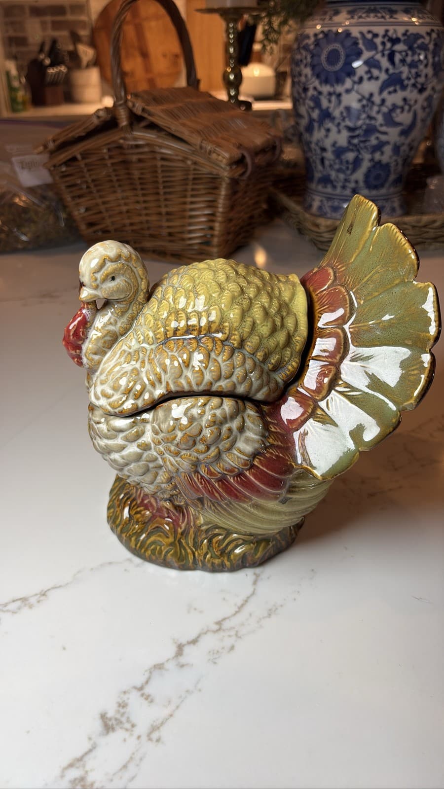 Ceramic Turkey Soup Tureen Covered Serving Dish Thanksgiving Table Decor