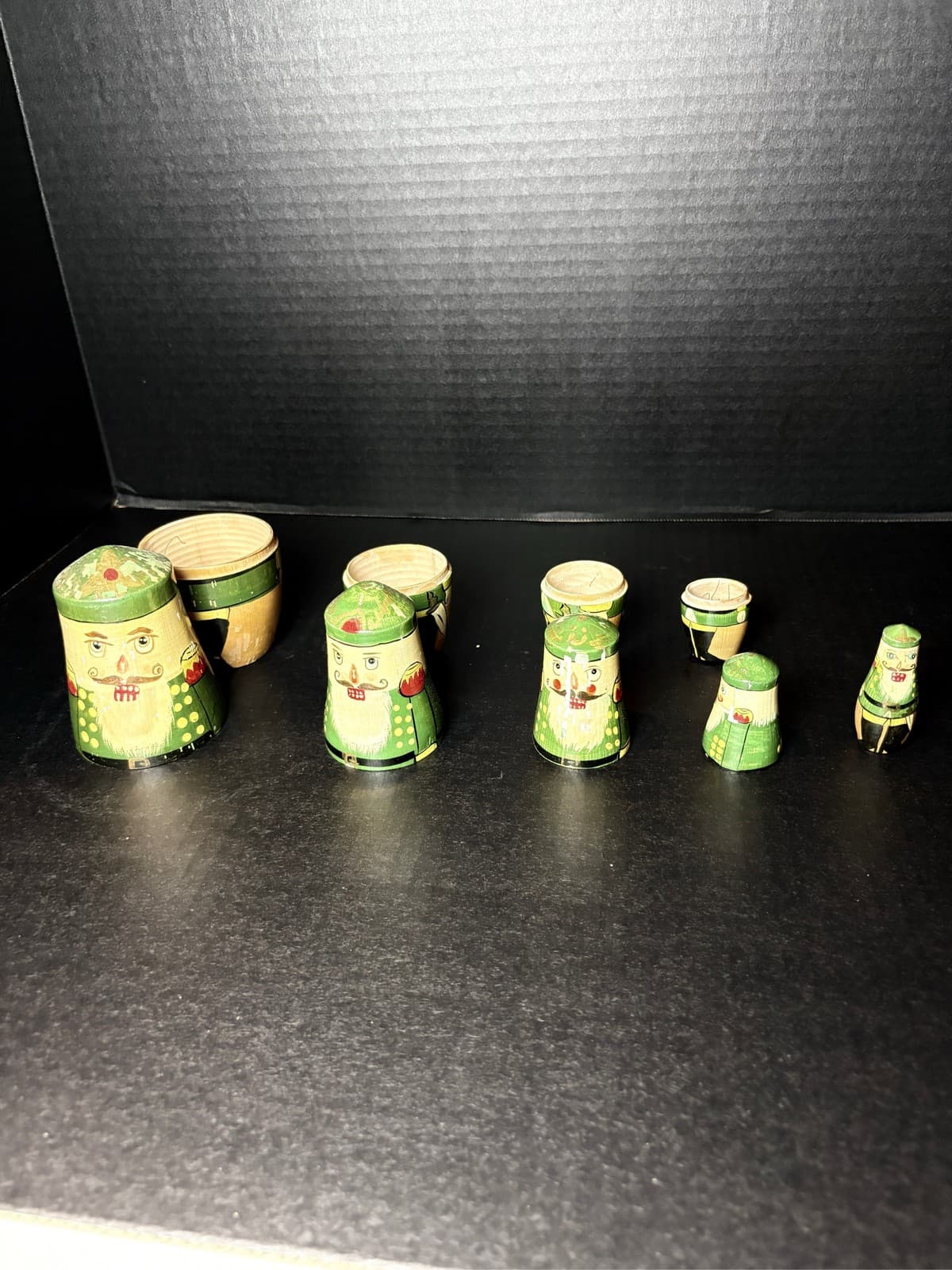 Vintage 5 Piece Wooden Nutcracker Nesting Dolls Hand Painted Christmas Decor 6"