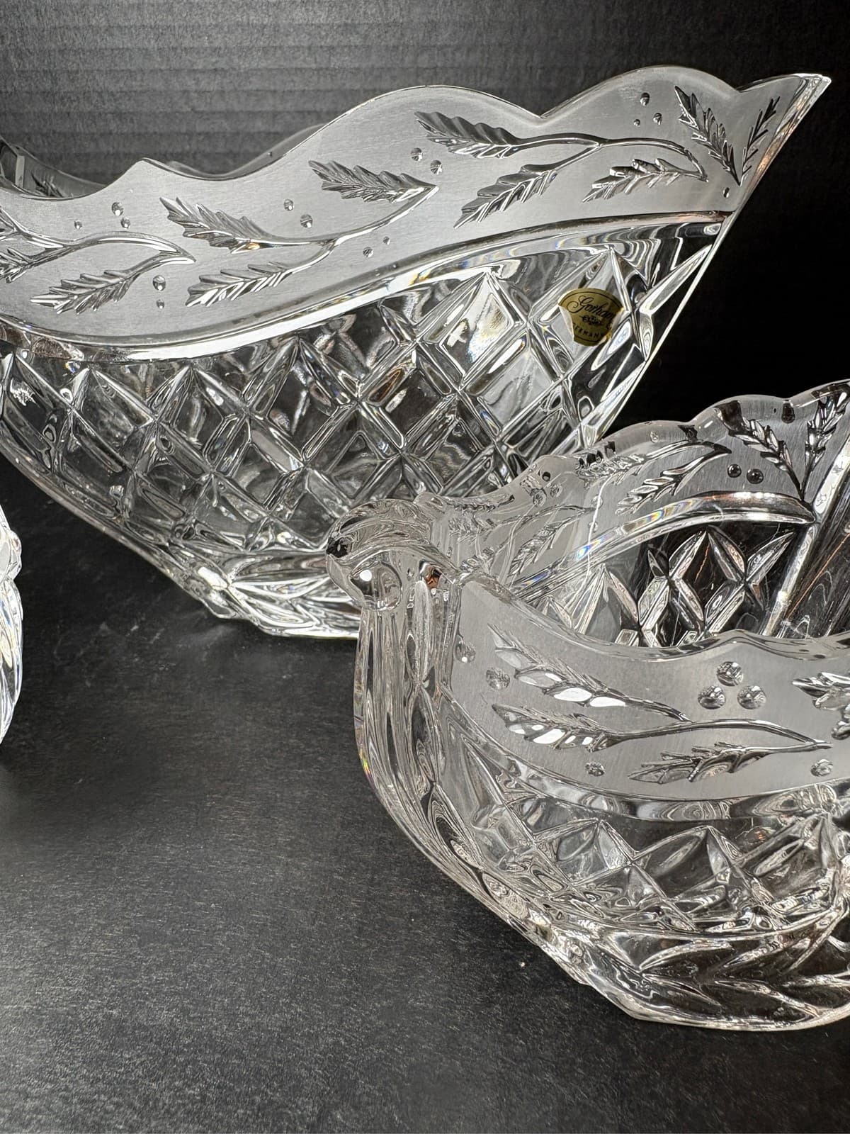 Gorham Crystal Holiday Traditions Christmas Sleigh Creamer Sugar 3 Pc Set - Thumbnail 6