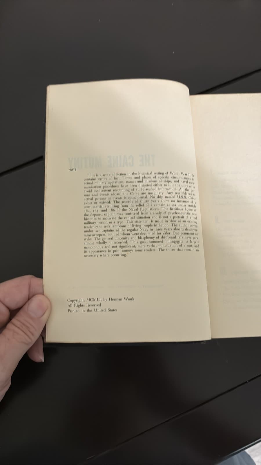 The Caine Mutiny by Herman Wouk 1951 Doubleday Hardcover WWII Novel - Thumbnail 2