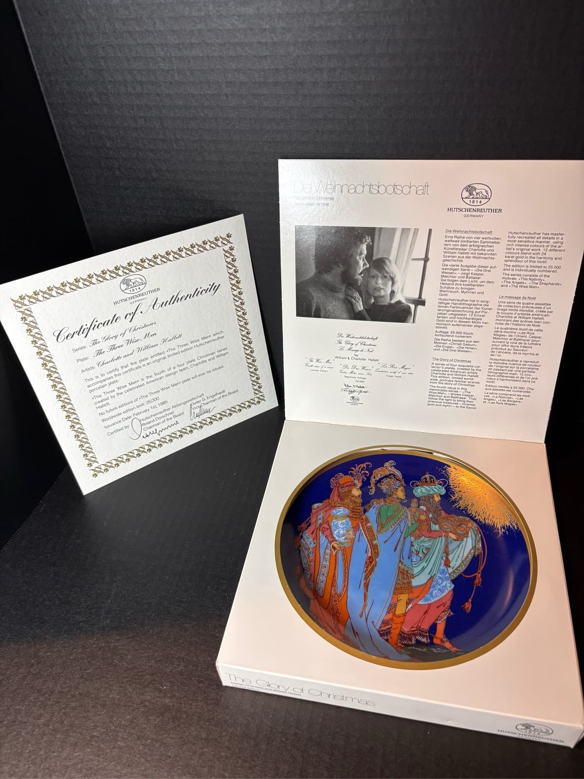 Hutschenreuther The Wise Men Christmas Plate 1988 Germany Porcelain Gold - Thumbnail 2