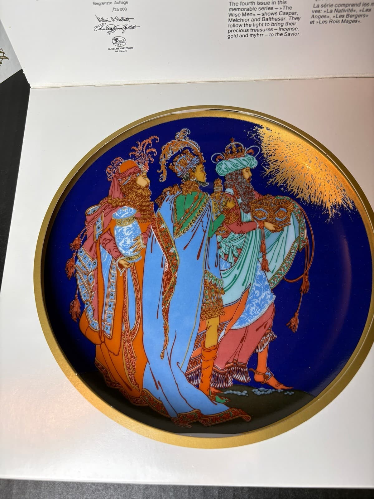 Hutschenreuther The Wise Men Christmas Plate 1988 Germany Porcelain Gold