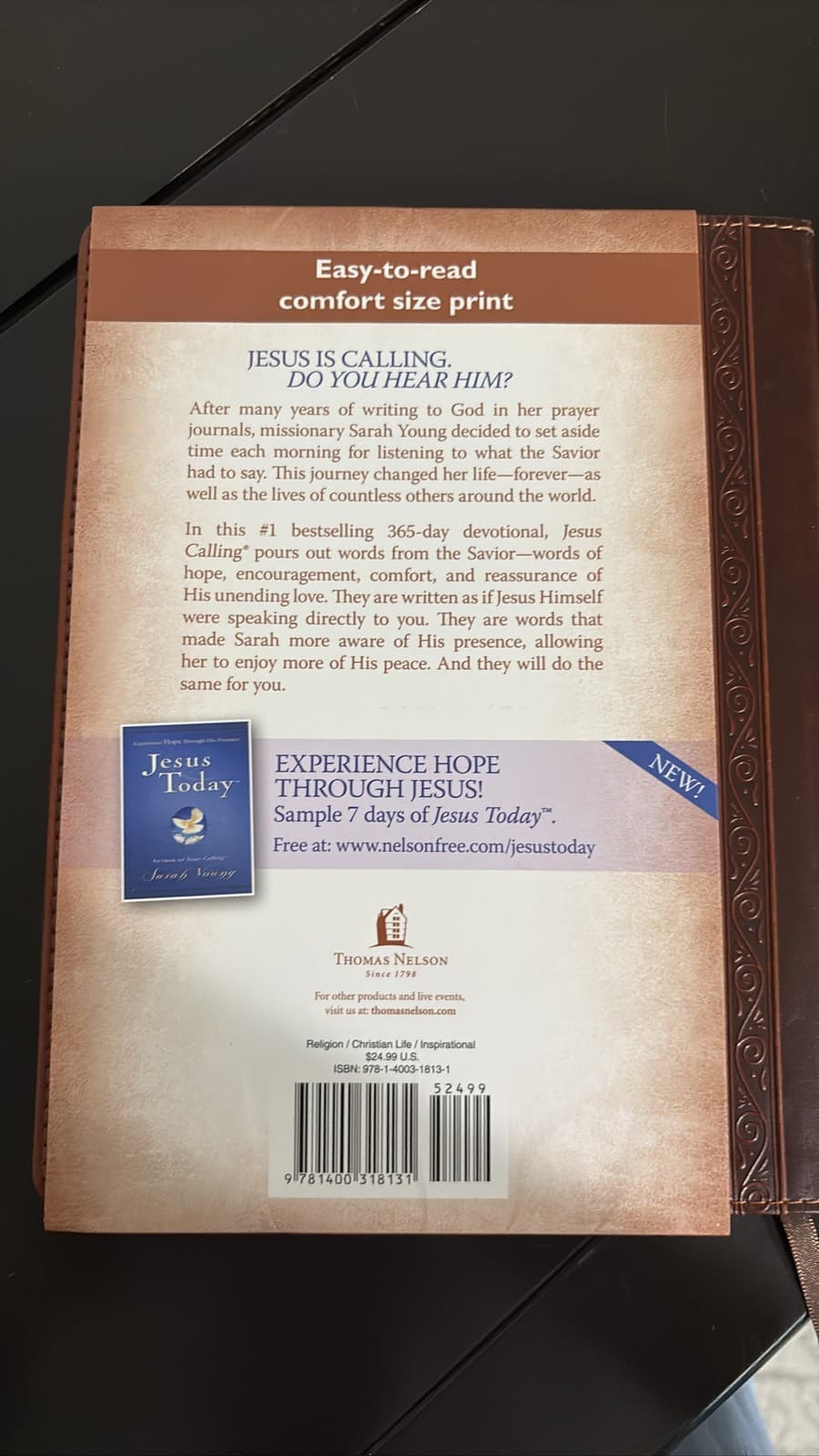 Jesus Calling: 365 Day Devotional by Sarah Young - Brown Leathersoft - Thumbnail 2