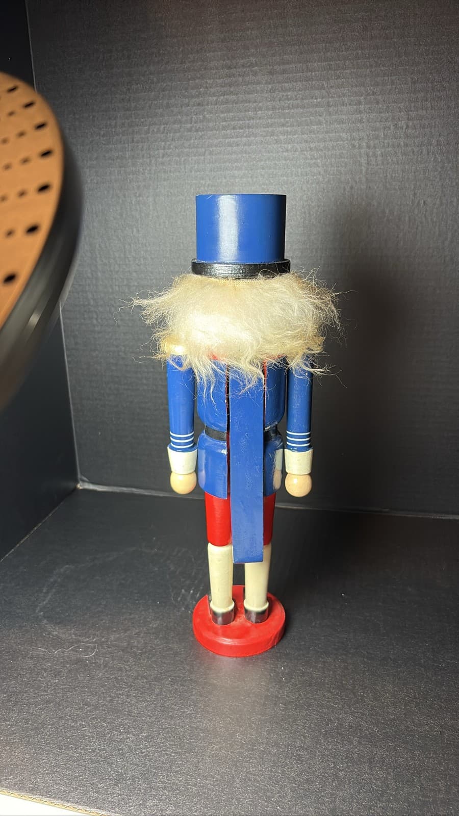 Wooden Nutcracker Soldier Figure Blue Red Uniform Christmas Decor 15” 1989 - Thumbnail 4